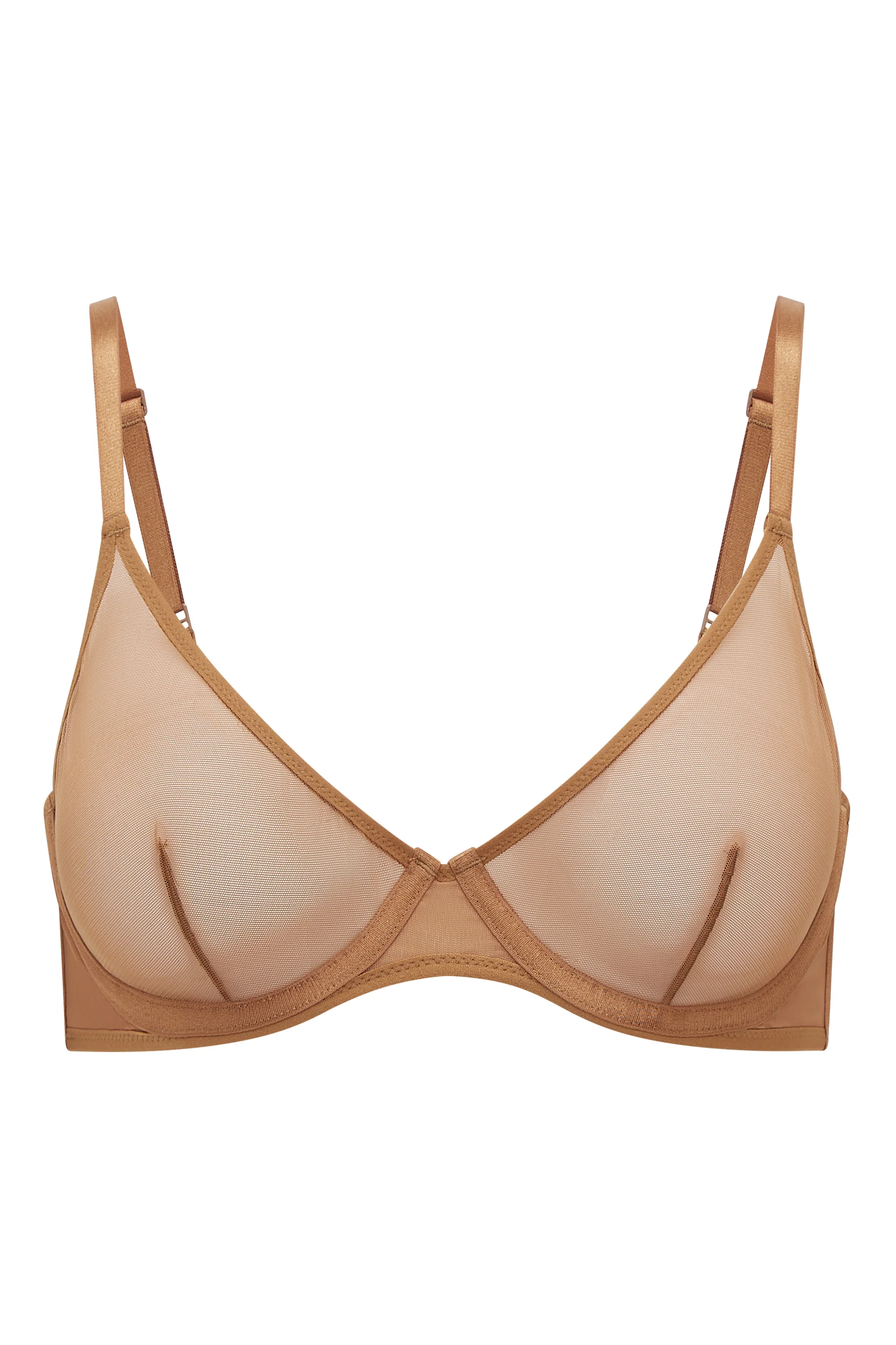 Soft Mesh Single Layer Underwired Bra in Almond - Image 2