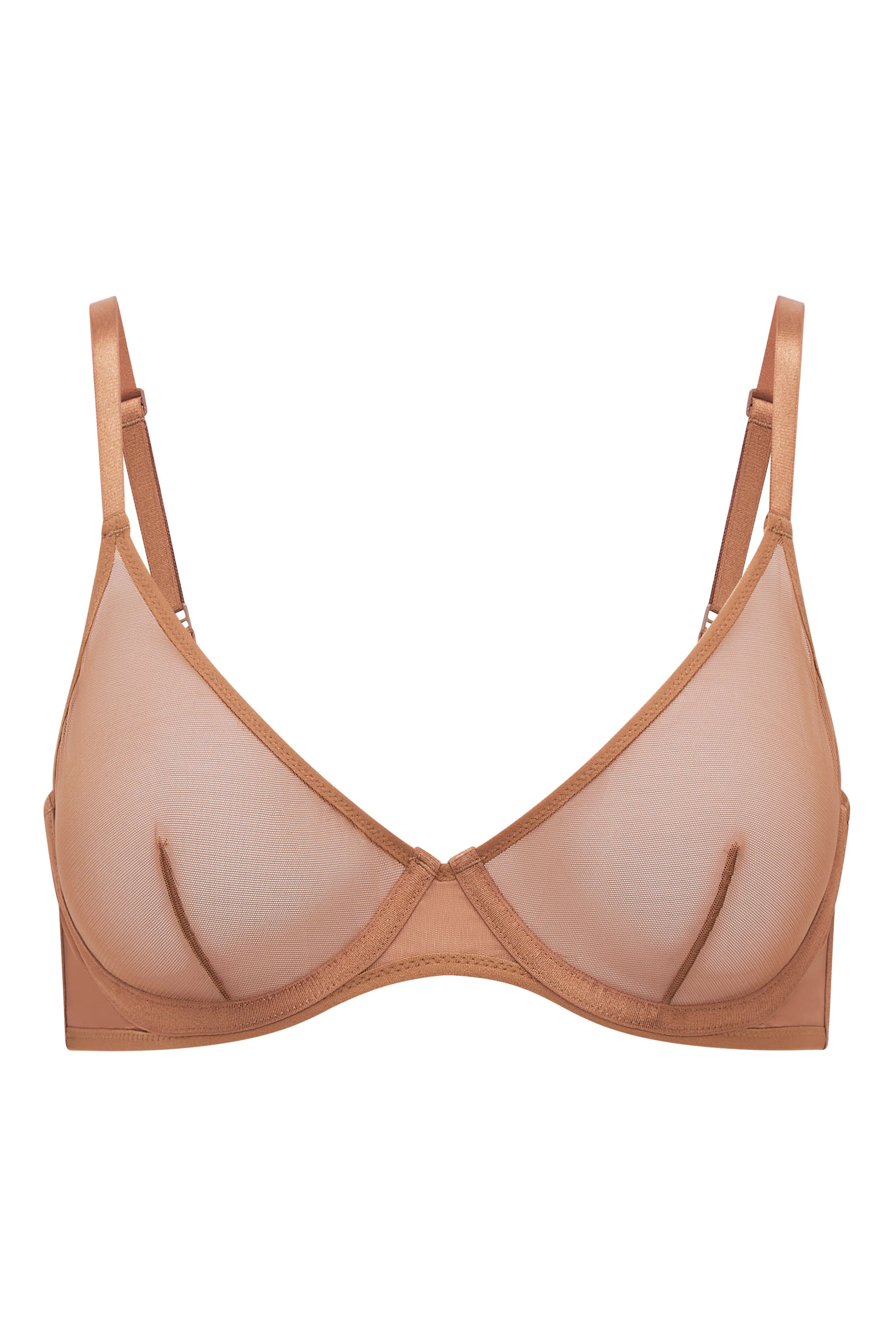 Soft Mesh Single Layer Underwired Bra in Honey - Image 2