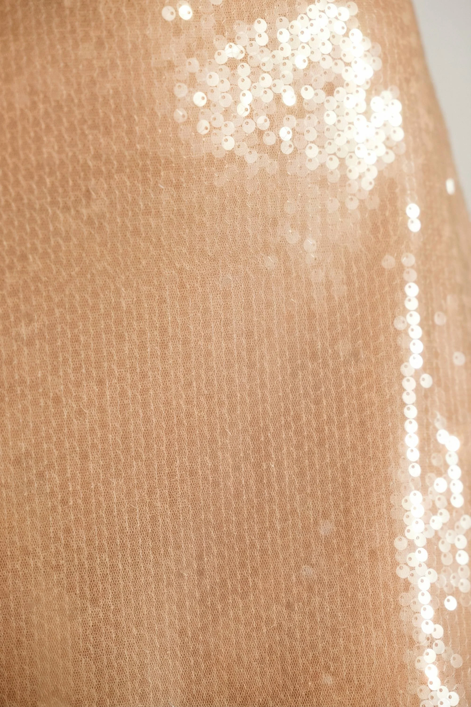 Sheer Sequin One Shoulder Cut Out Maxi Dress in Tan - Image 9
