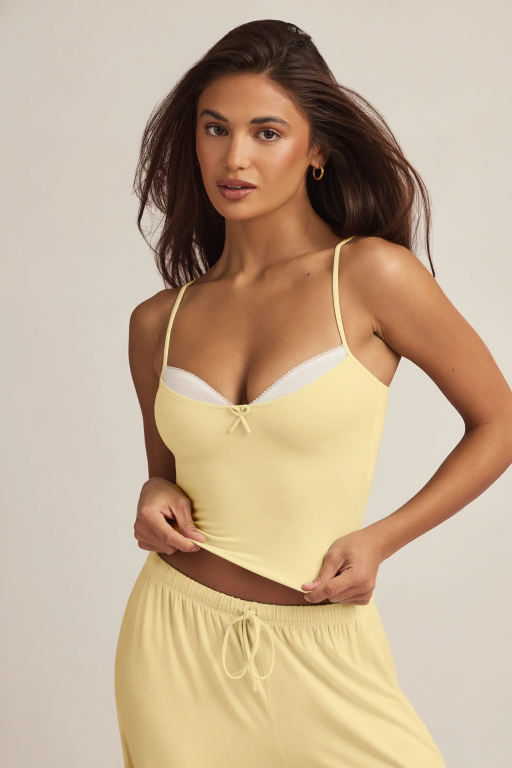 Modal Camisole Pyjama Top in Pastel Yellow - Image 5