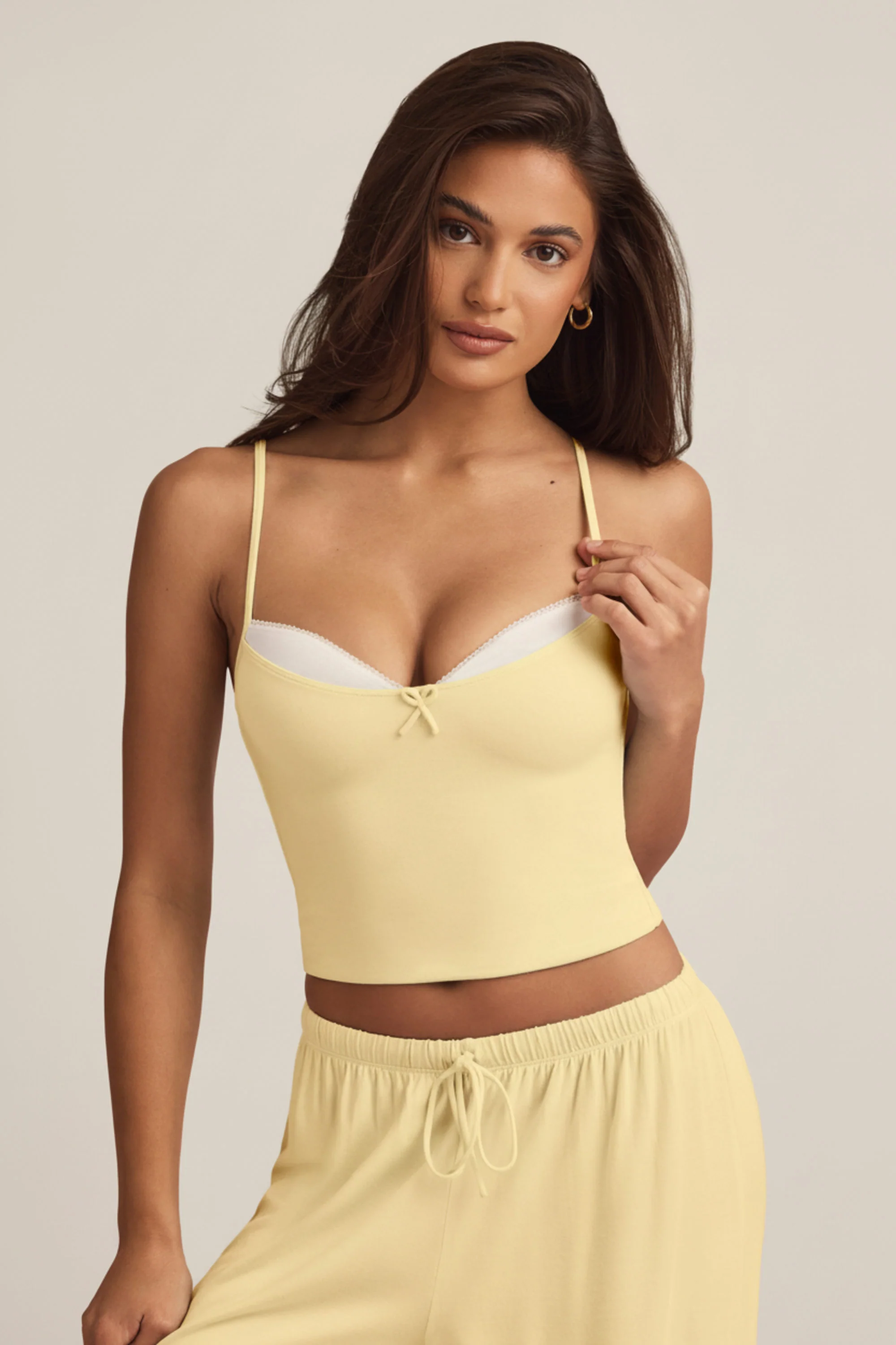 Modal Camisole Pyjama Top in Pastel Yellow - Image 7