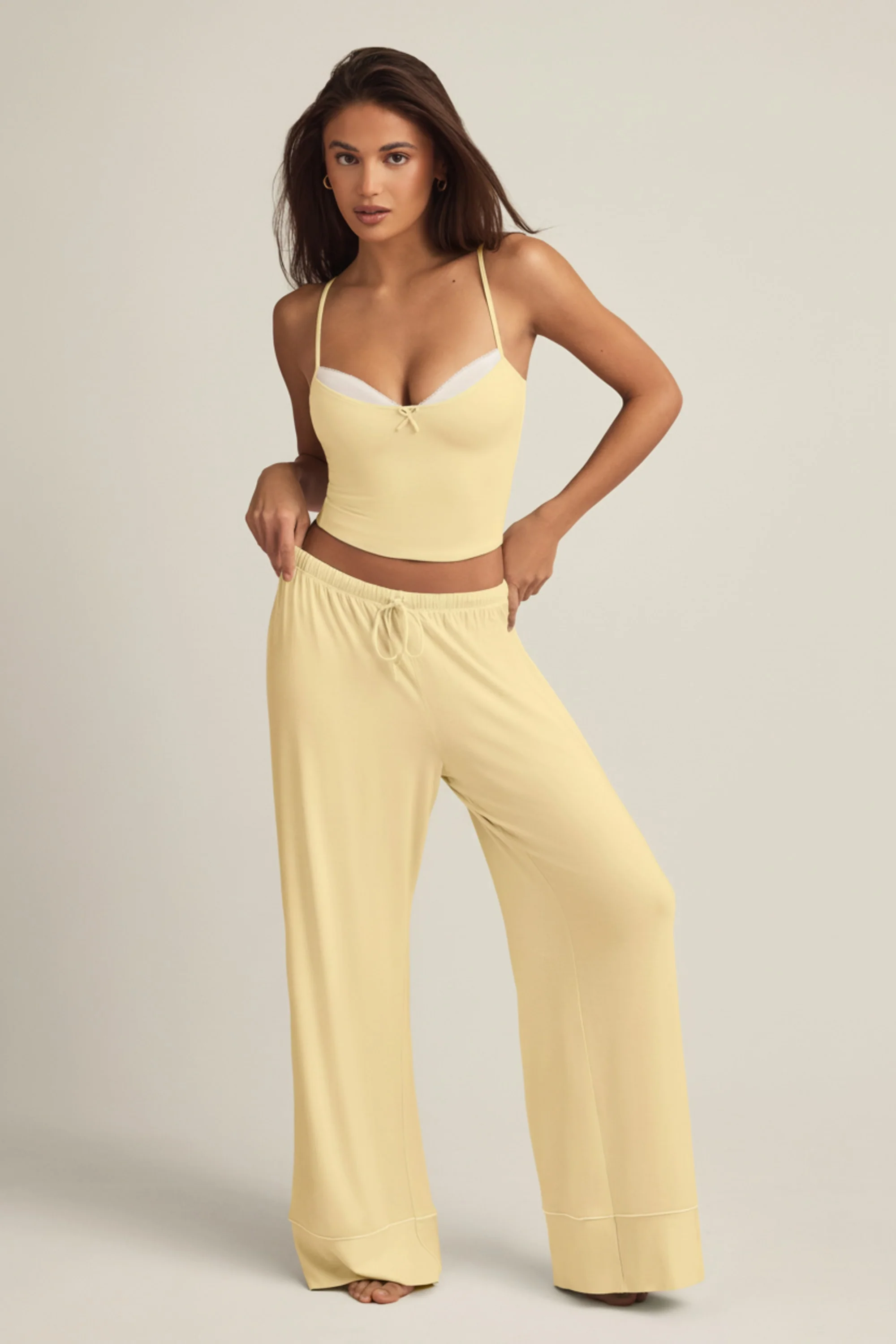 Modal Mid-Rise Pyjama Trousers in Pastel Yellow - Image 6