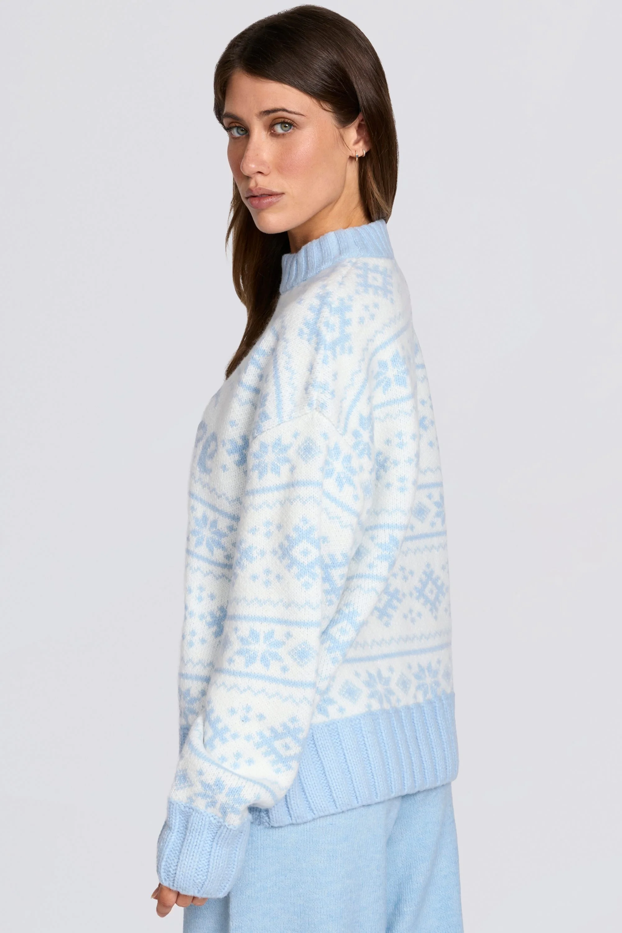 Jacquard-Knit Oversized Jumper in Powder Blue - Image 3