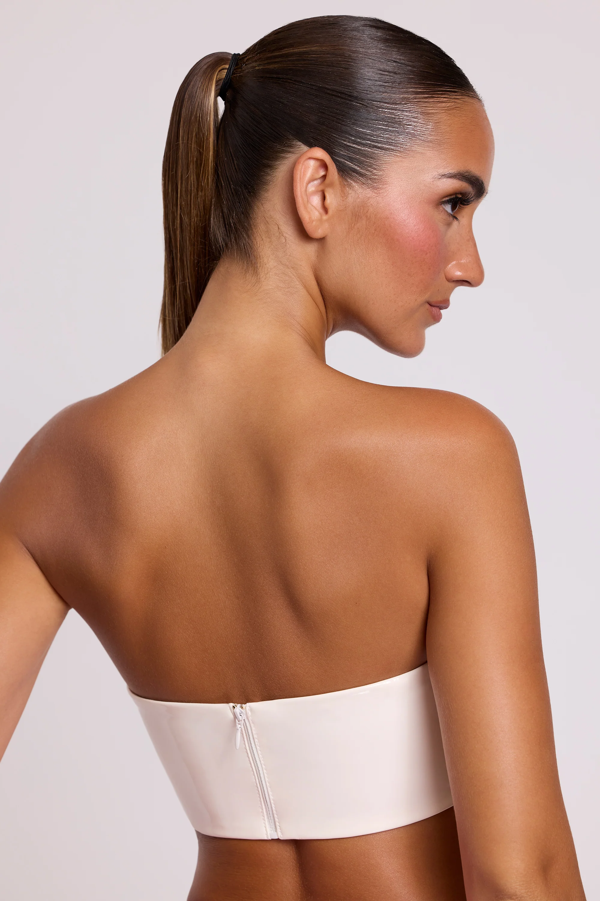 Vinyl Bandeau Bralette in White - Image 2