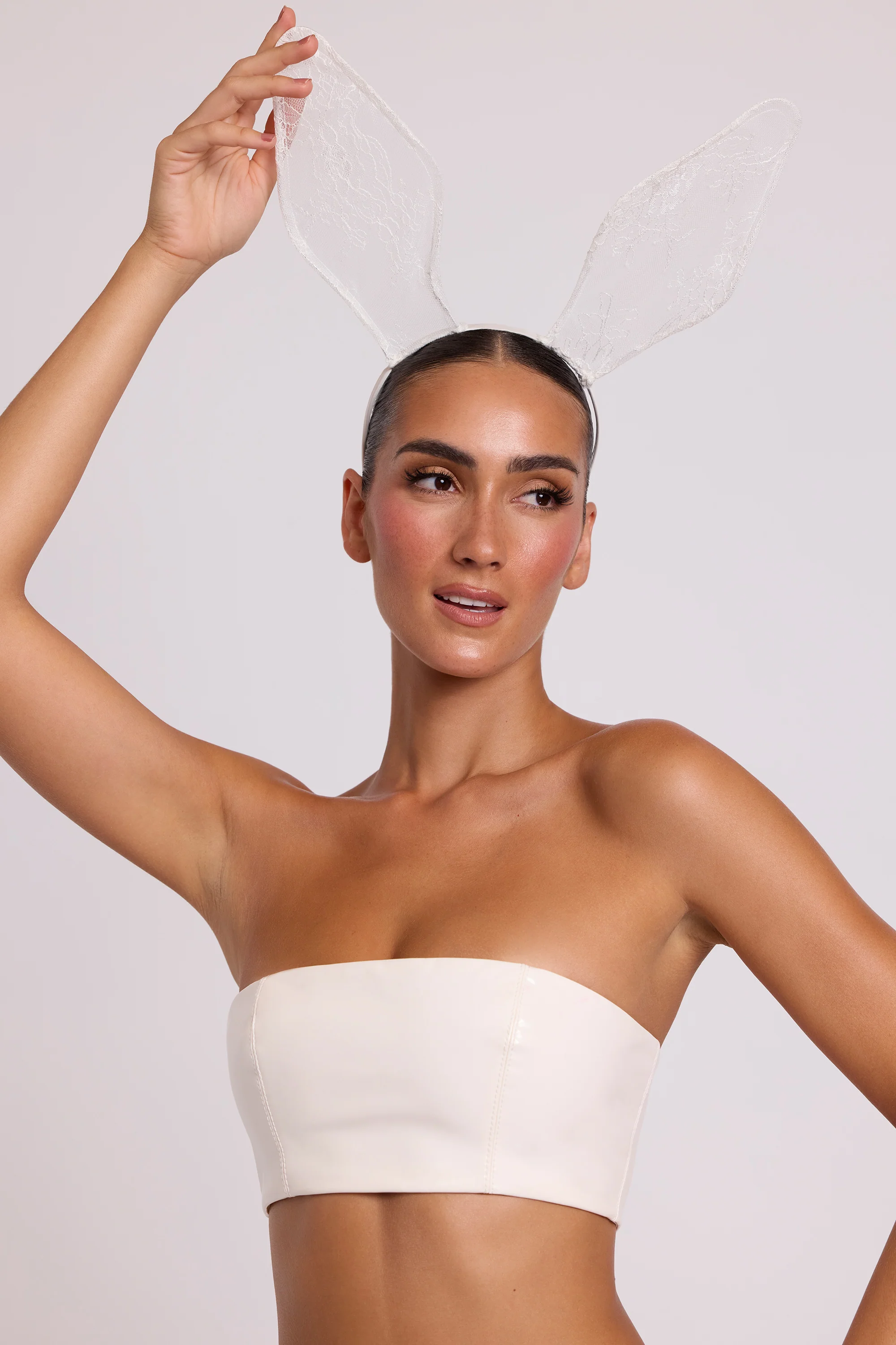 Vinyl Bandeau Bralette in White - Image 7