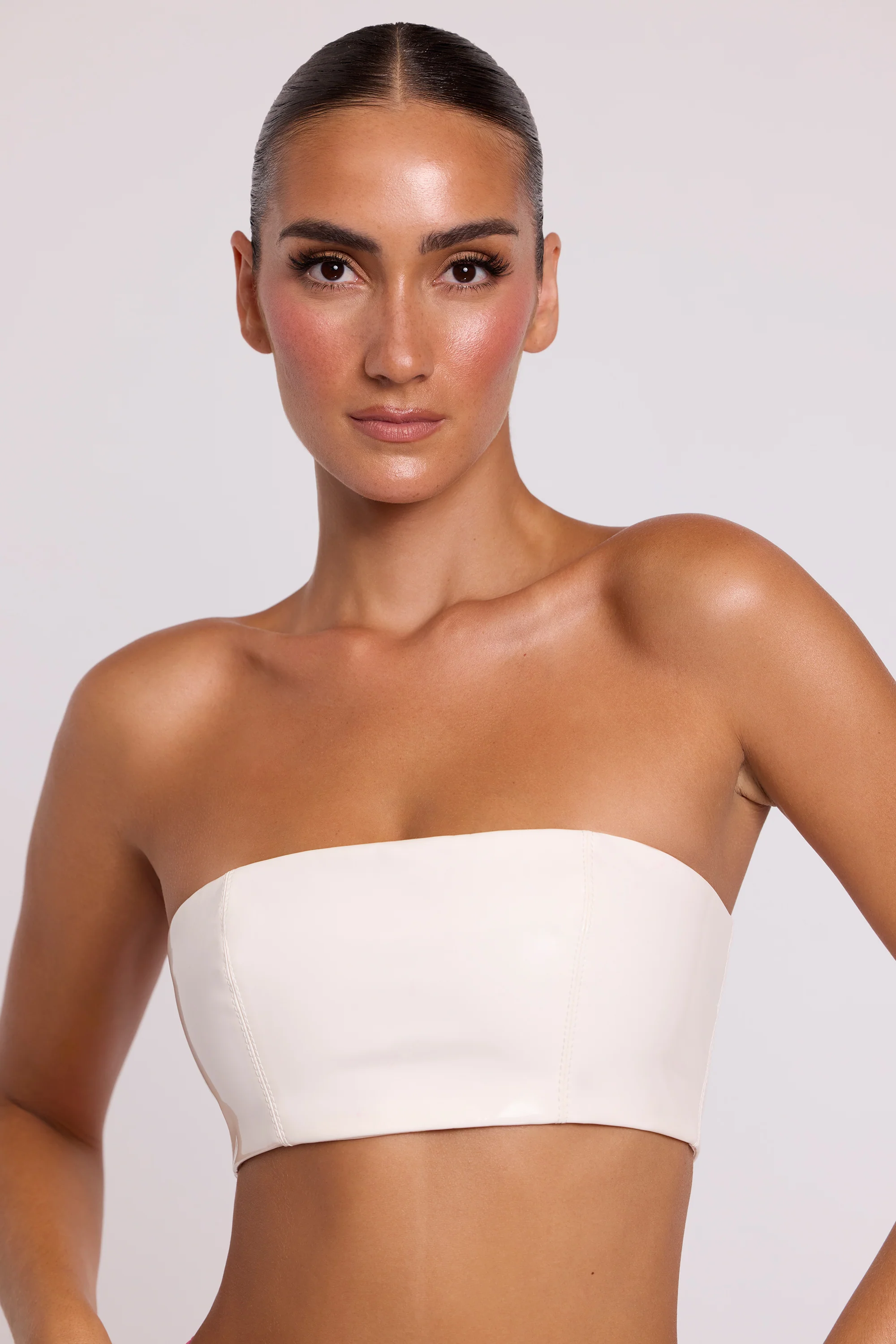 Vinyl Bandeau Bralette in White - Image 8