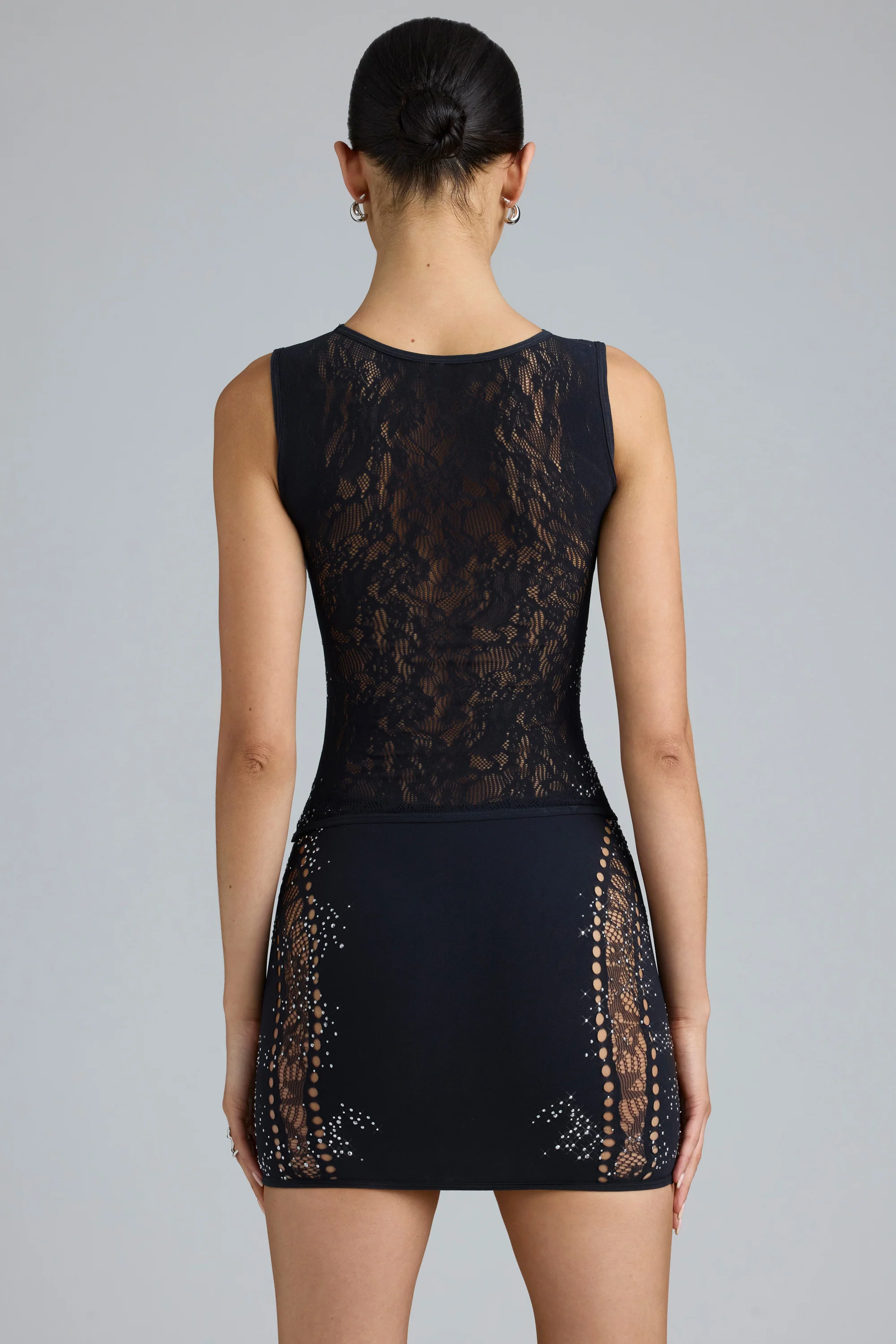 Embellished Mid-Rise Mini Skirt in Black - Image 2