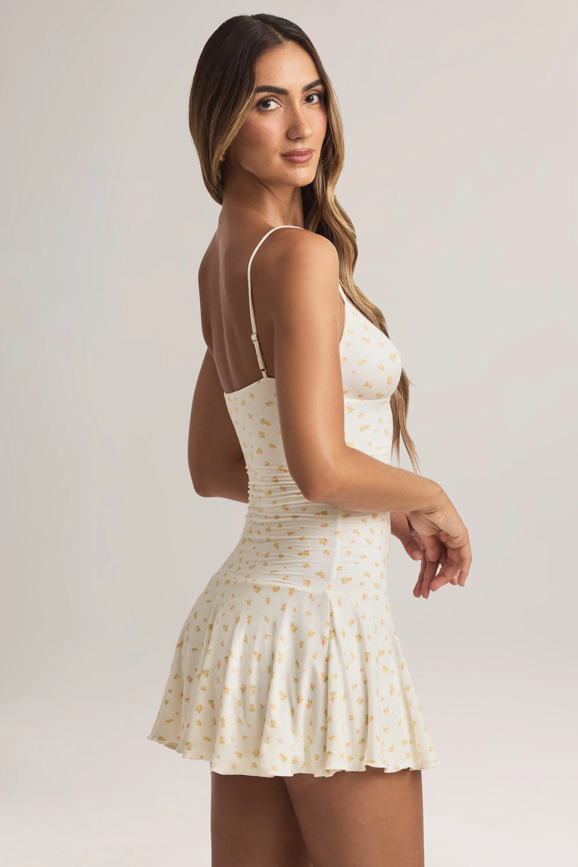 Modal Ruched A-Line Mini Dress in Floral Print - Image 2