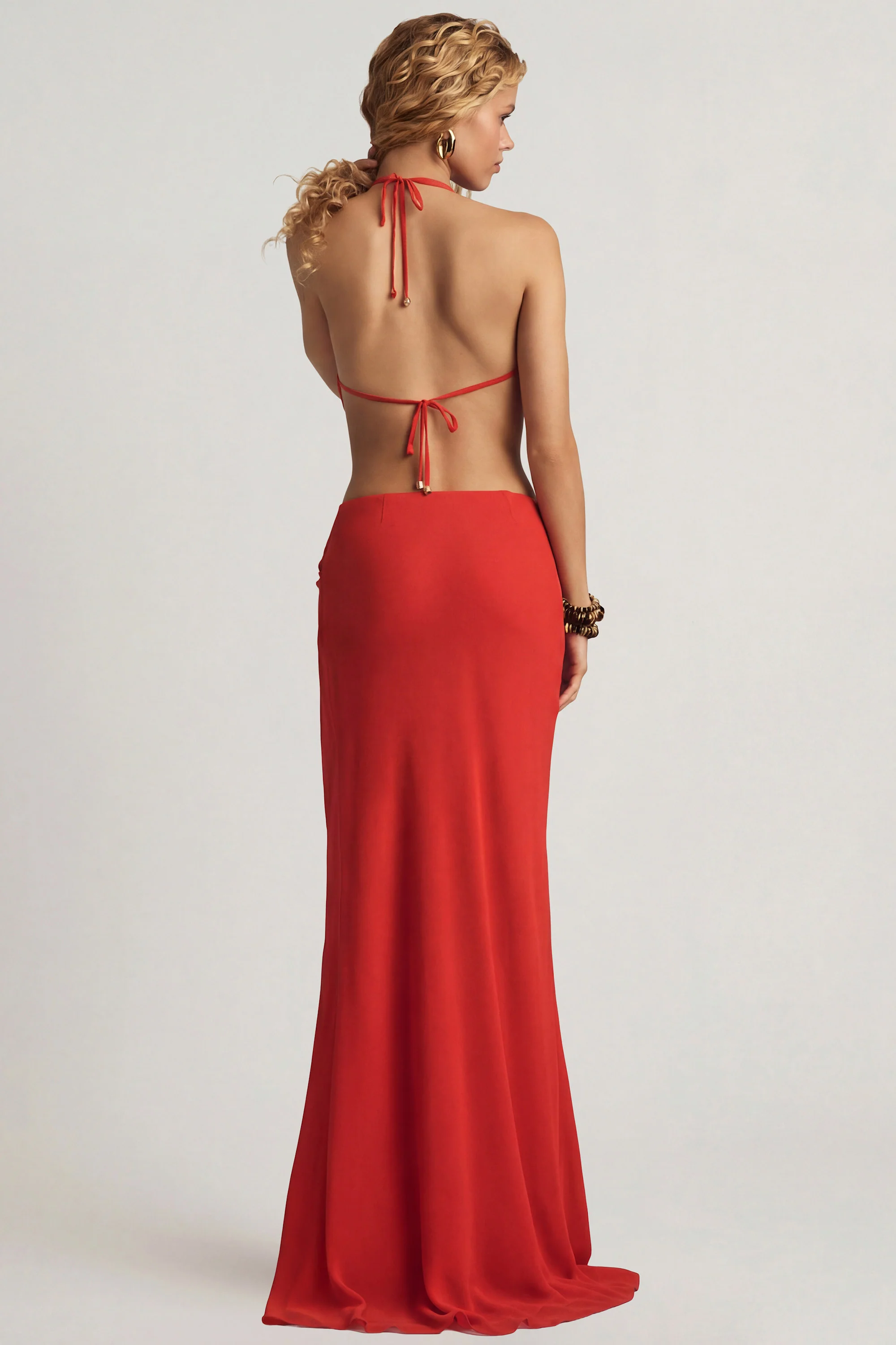 Mid-Rise Split Maxi Skirt in Chilli Red - Image 2