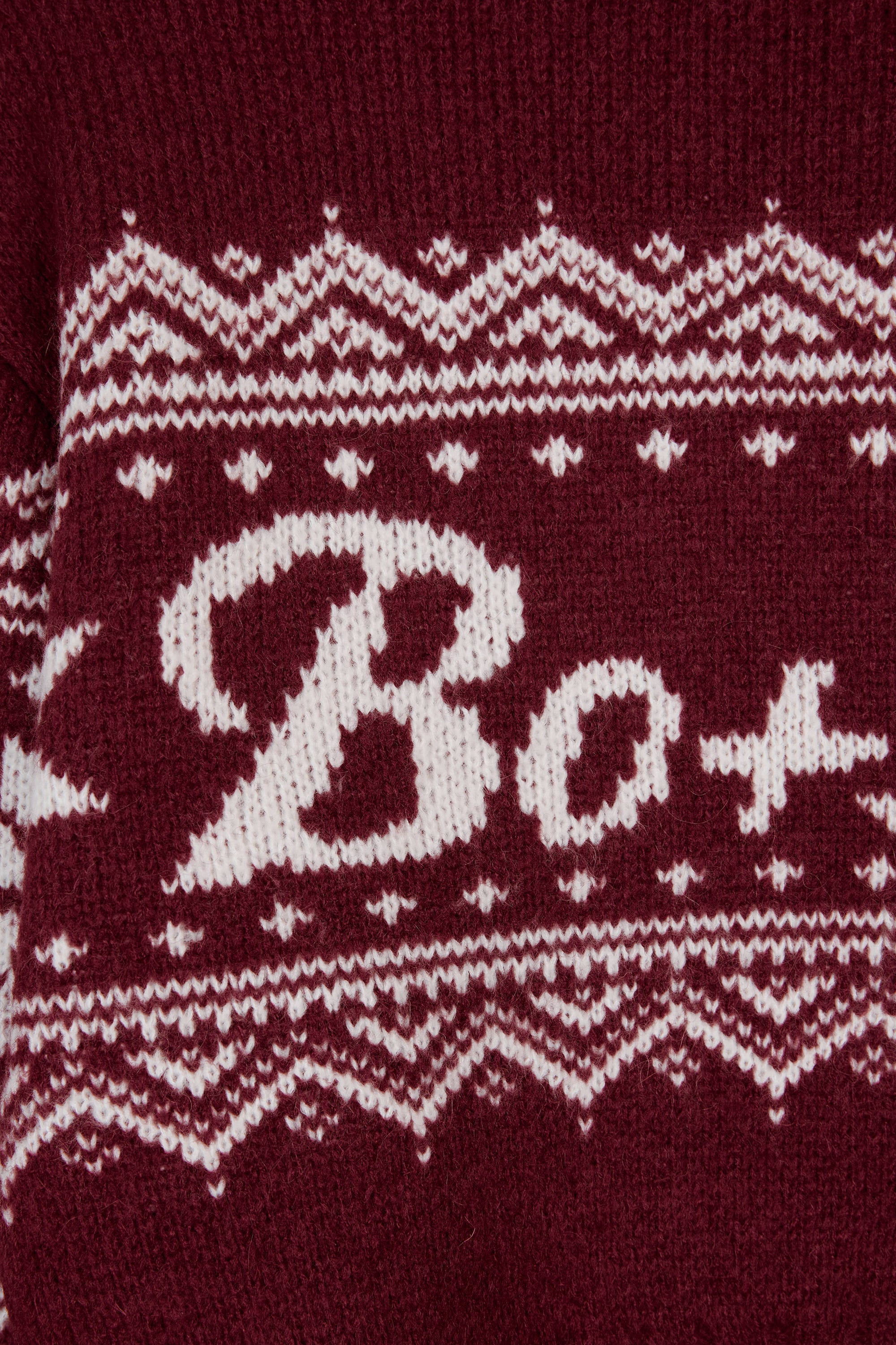 Jacquard-Knit Cropped Jumper in Crimson Red - Image 5