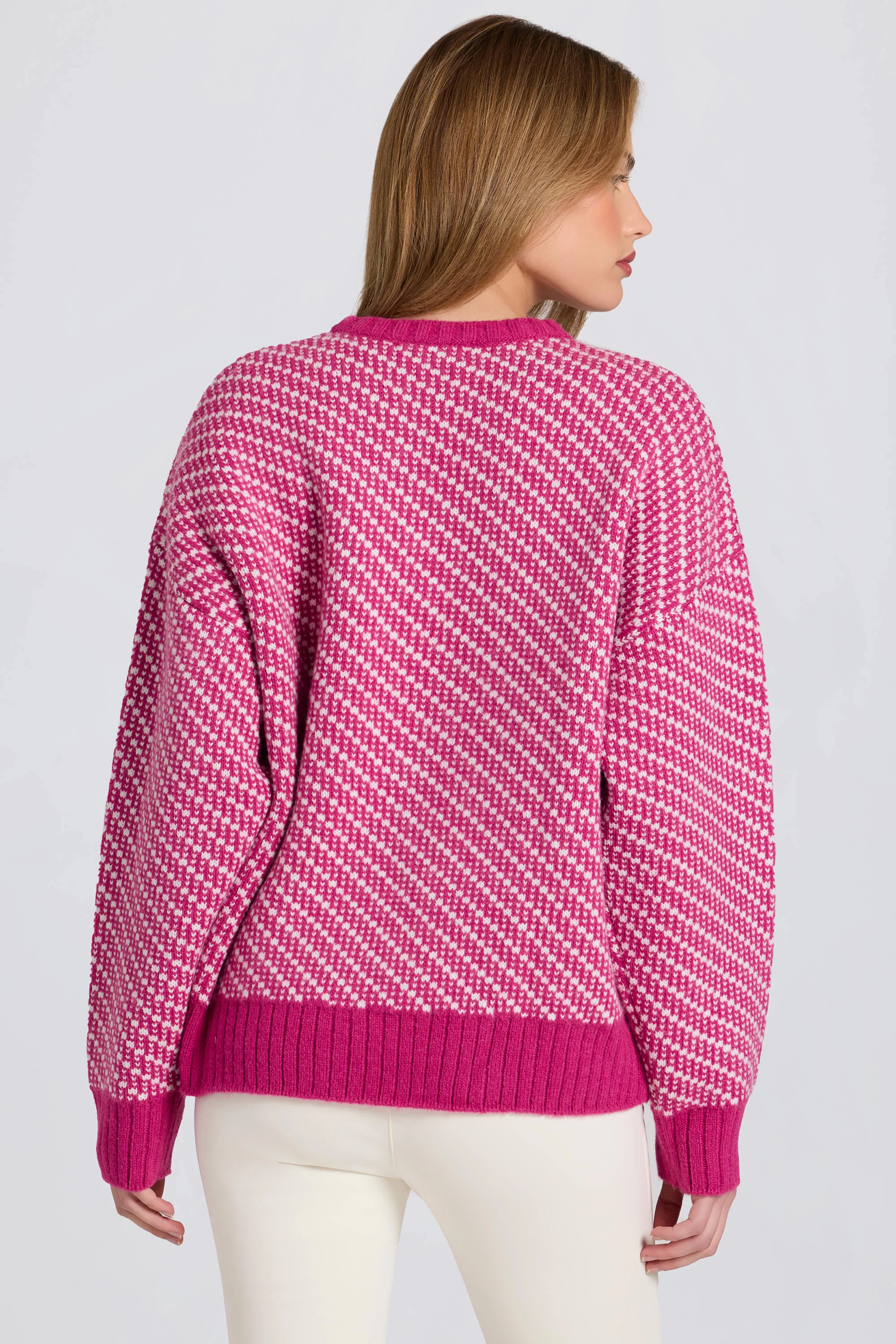 Knit Logo Oversized Jumper in Magenta Pink - Image 3