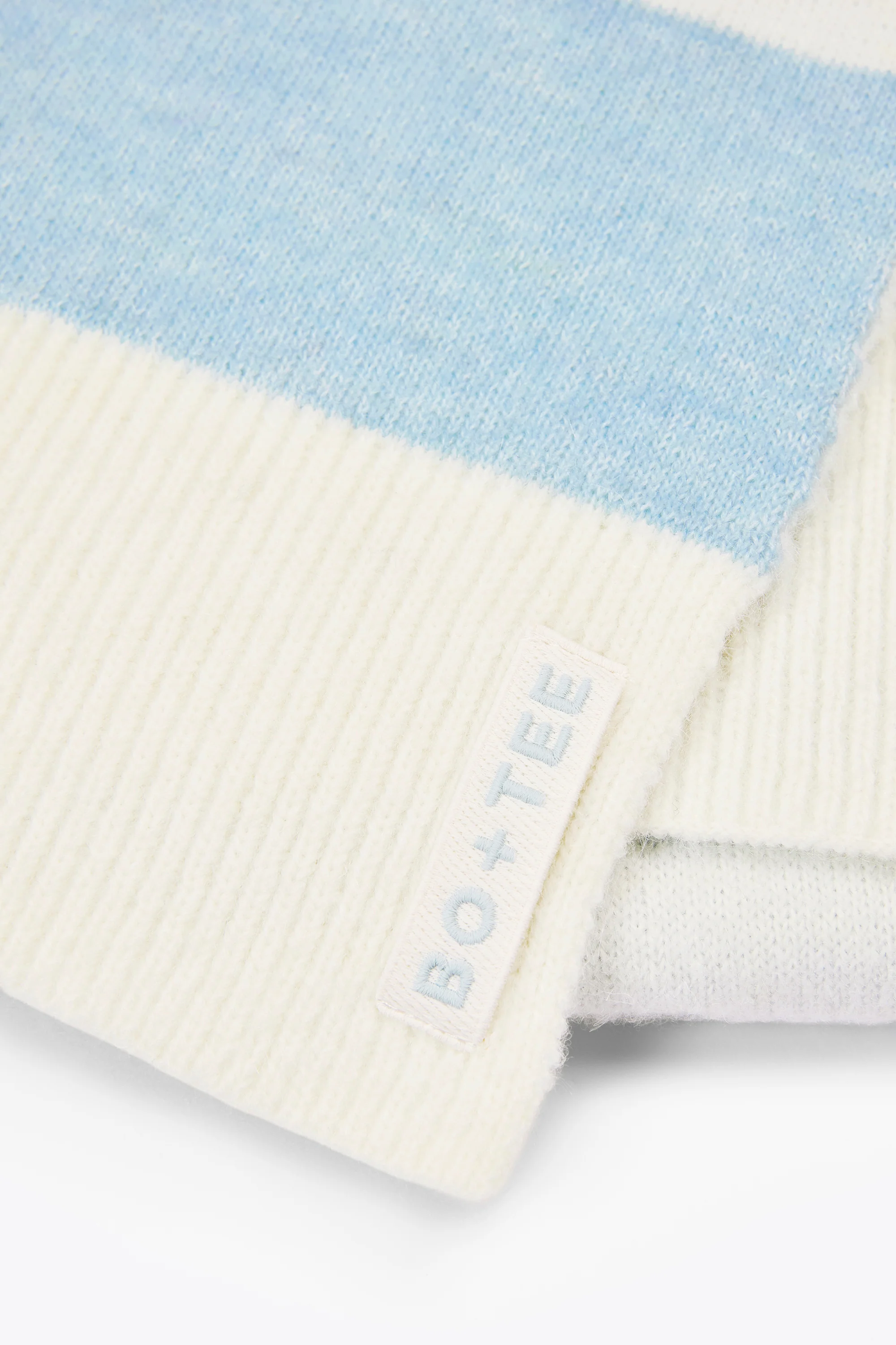 Knit Striped Scarf in Powder Blue - Image 3