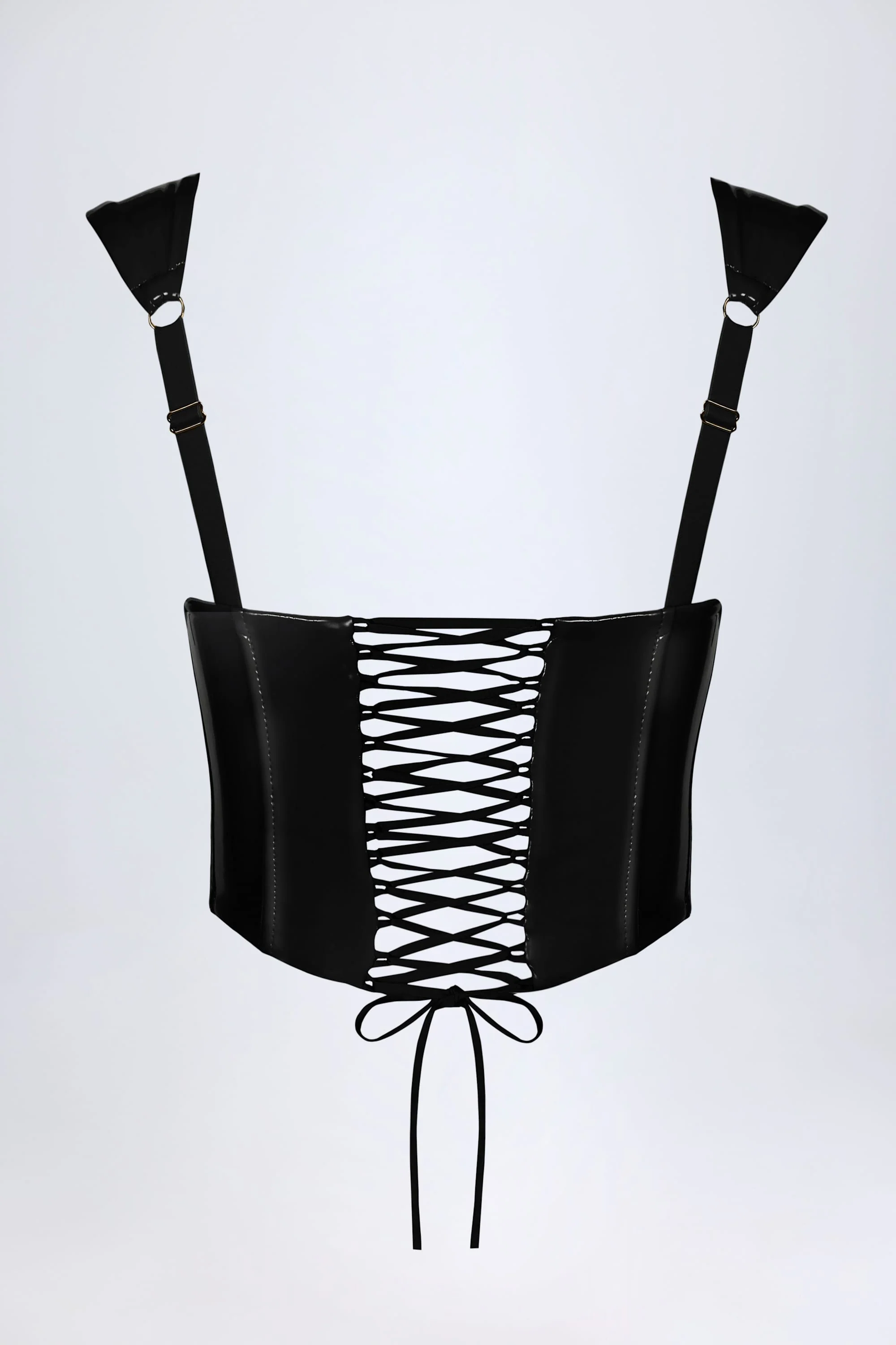 Vinyl Lace-Up Corset Top in Black - Image 6