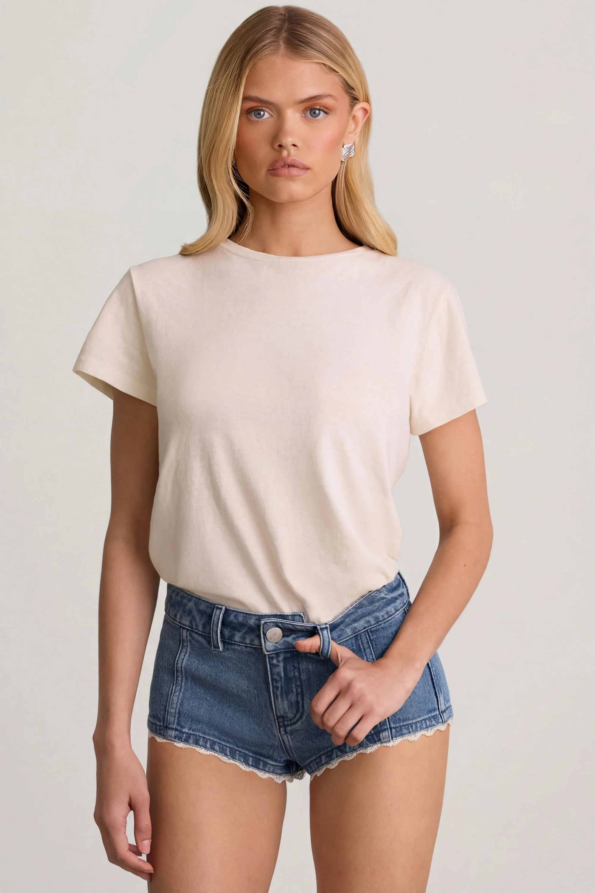 Low-Rise Hot Pants in Mid-Blue - Image 5
