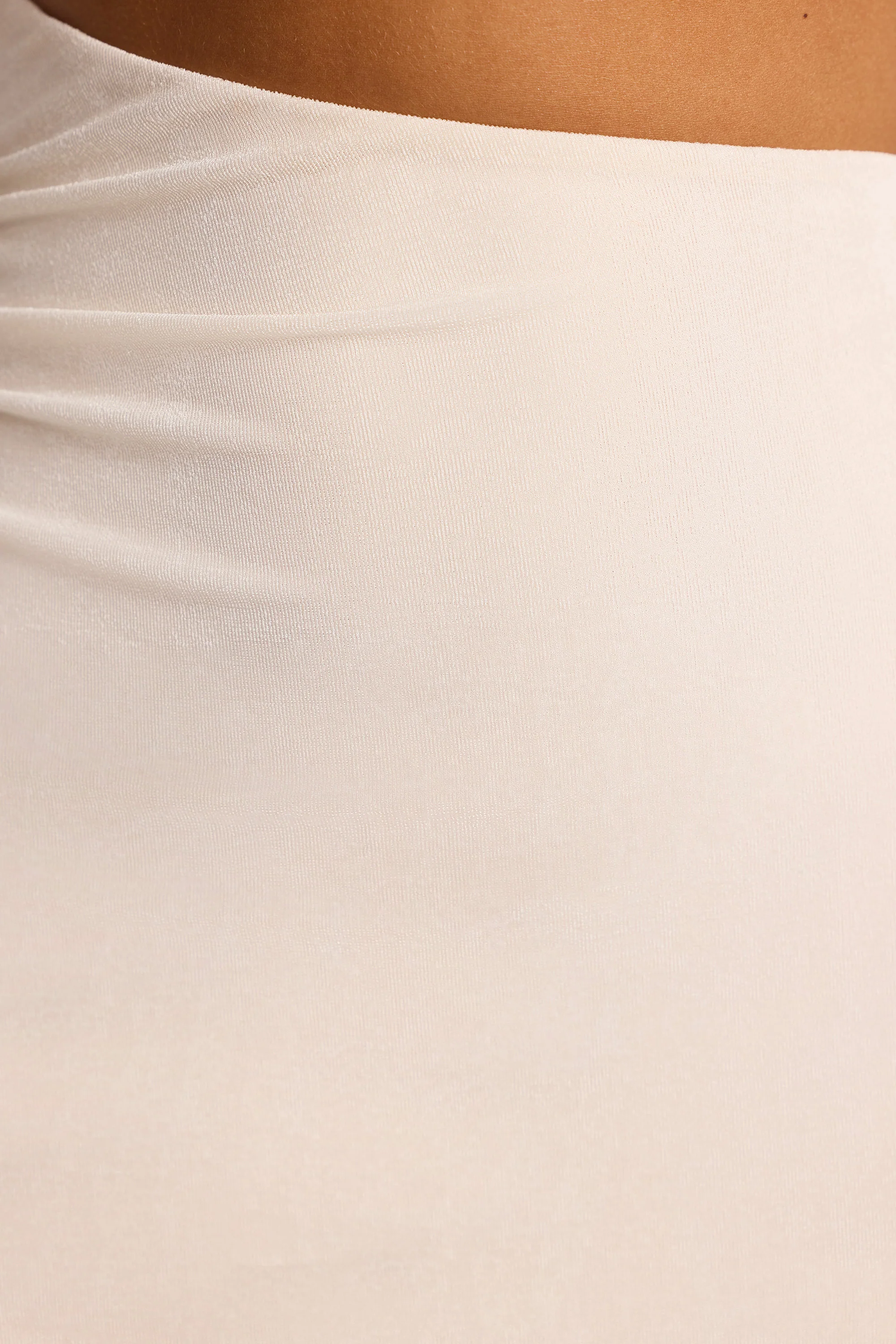 Textured Jersey Asymmetric Cut Out Mini Dress in Ivory - Image 5