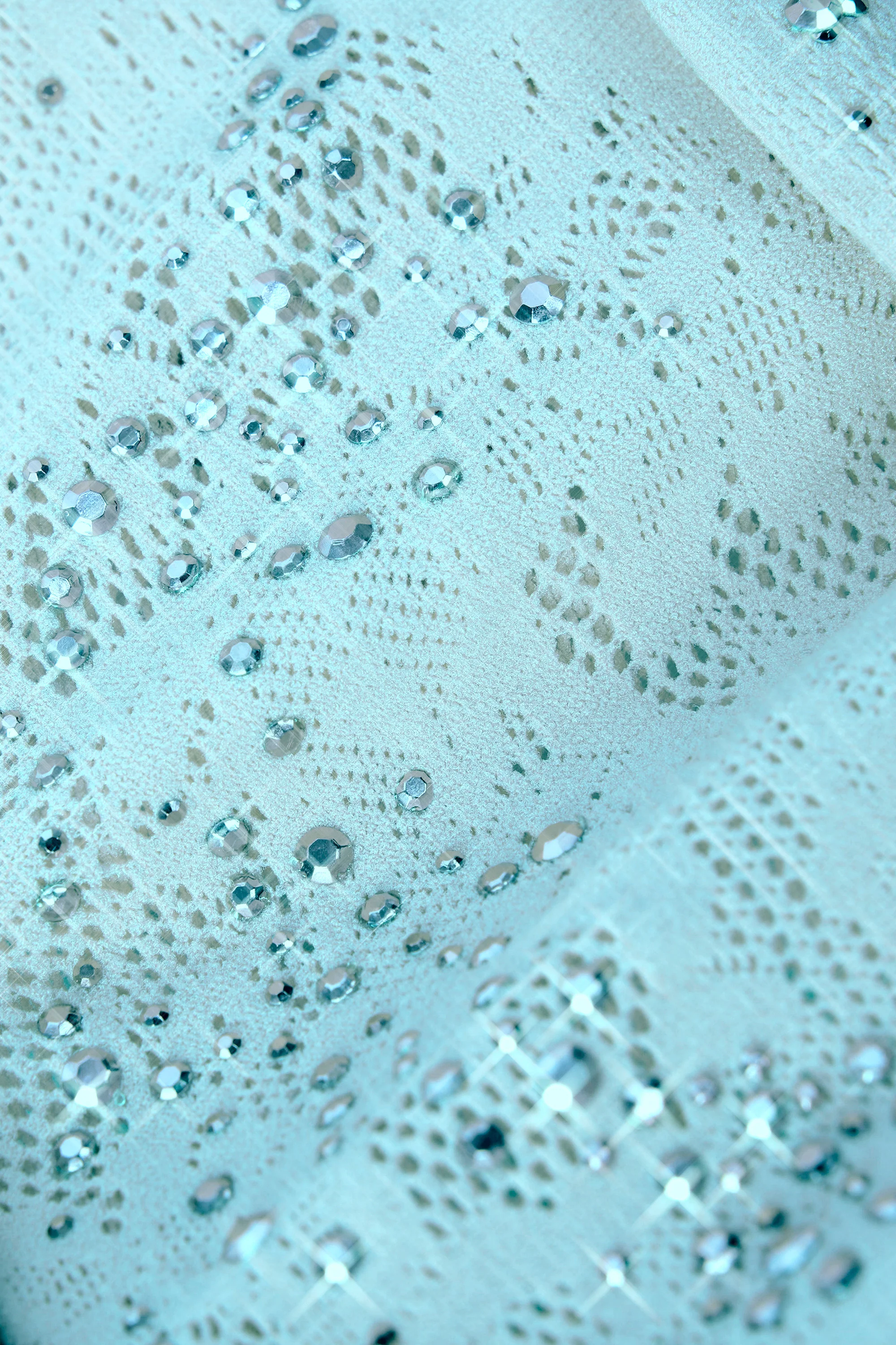 Embellished Cross-Strap Bikini Top in Ice Blue - Image 11