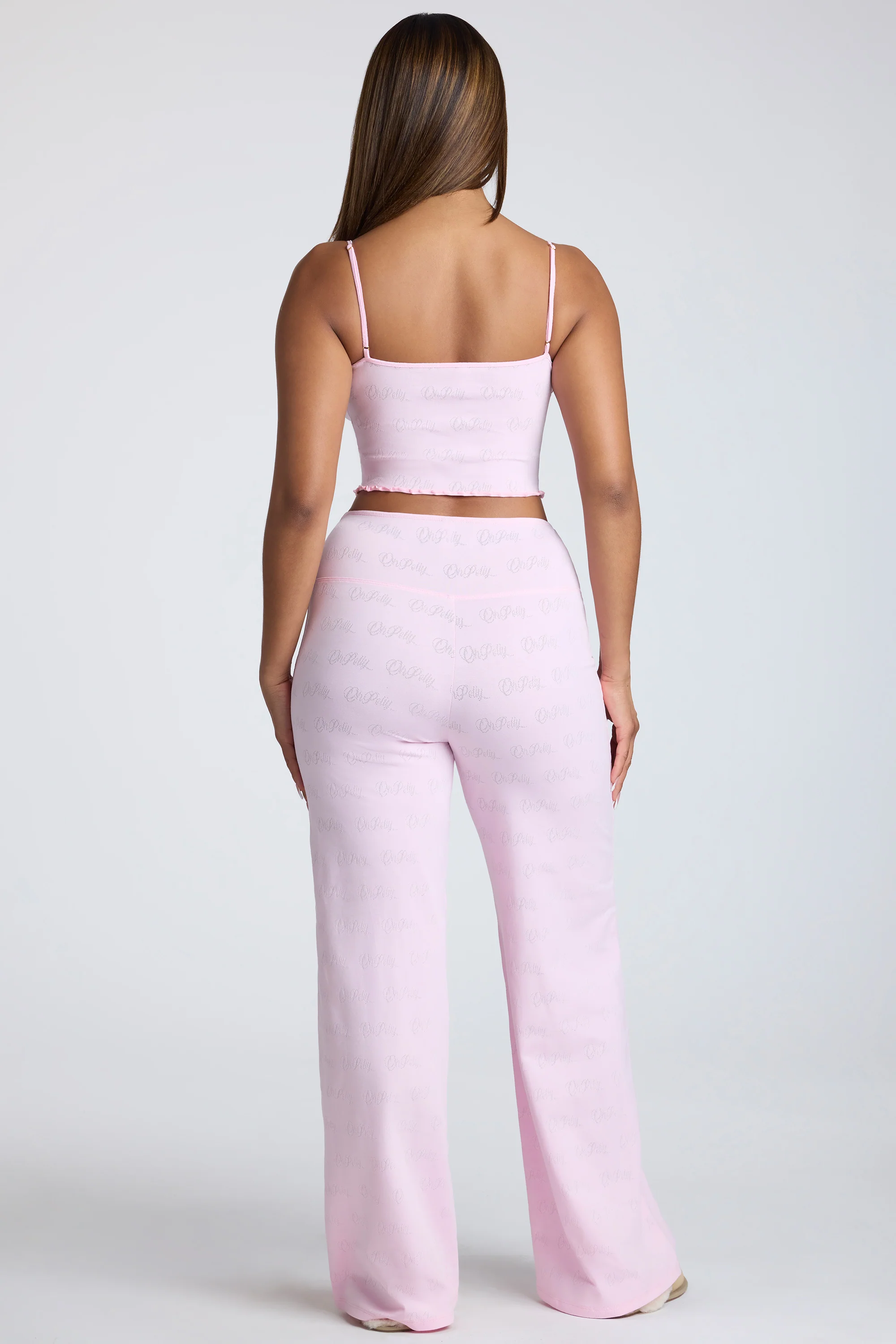 Strappy Ruched Pointelle Crop Top in Pink Lemonade - Image 7