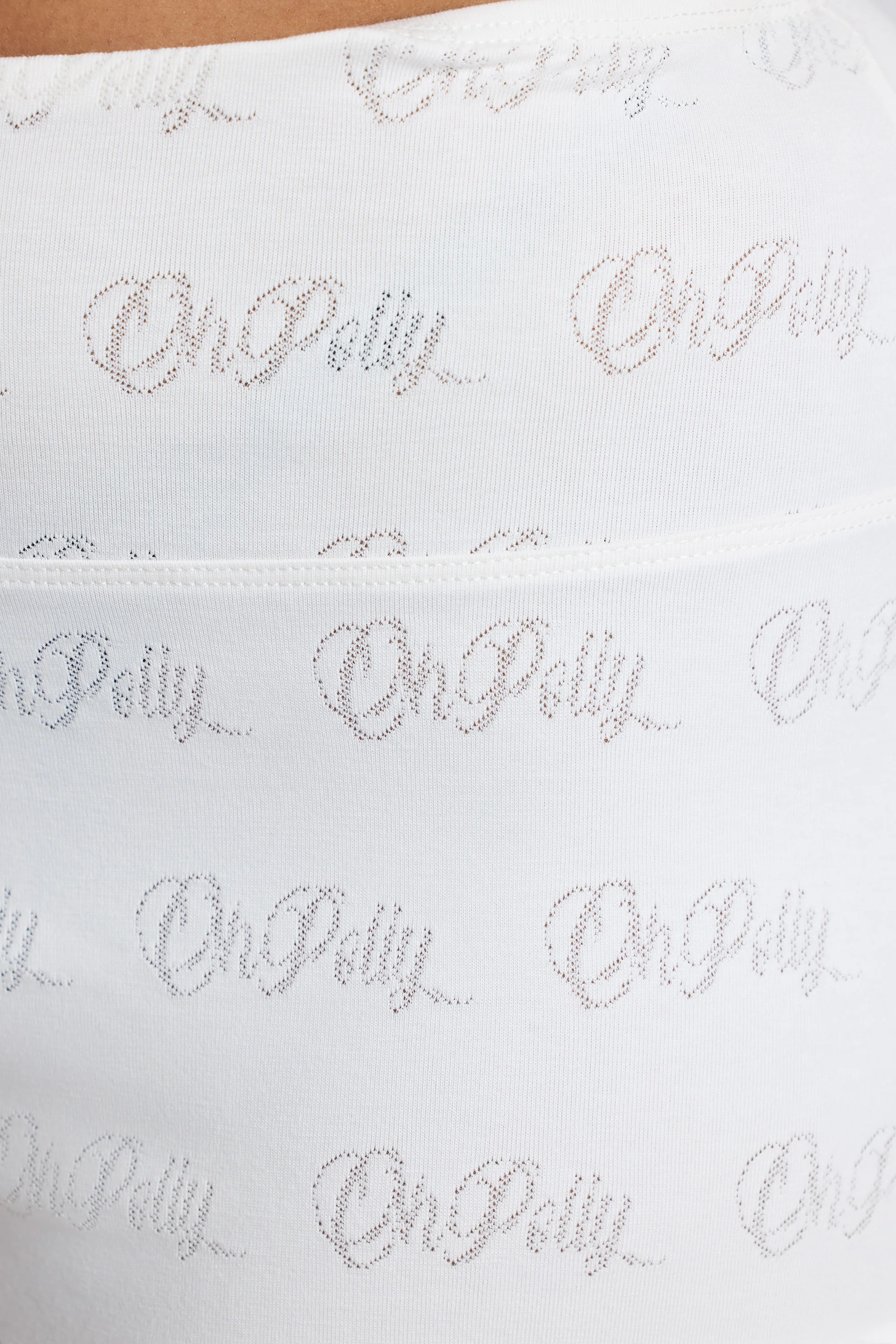 Mid Rise Pointelle Mini Shorts in White - Image 4