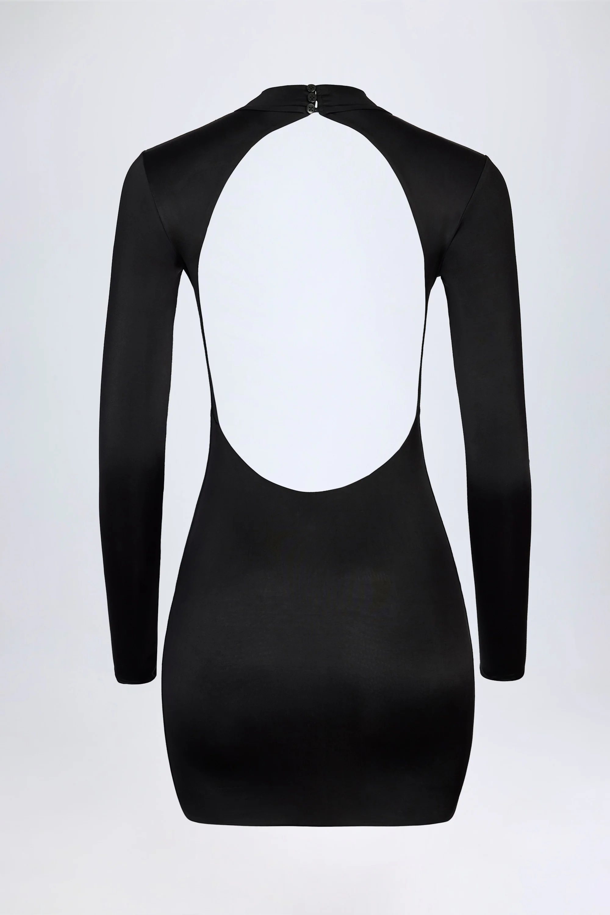 Slinky Jersey Backless Mini Dress in Black - Image 6