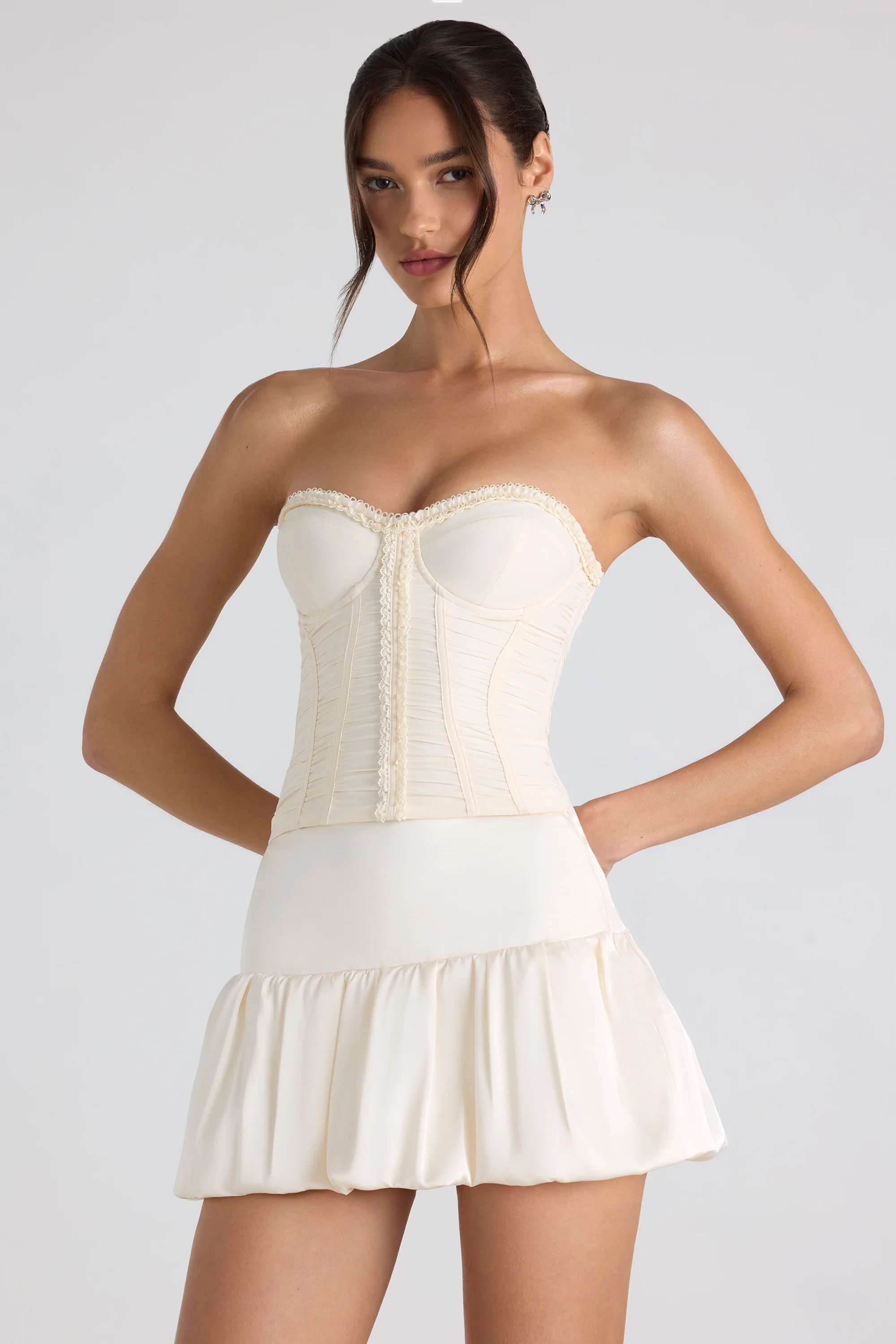Bubble Hem Mid-Rise Micro Mini Skirt in Ivory - Image 5