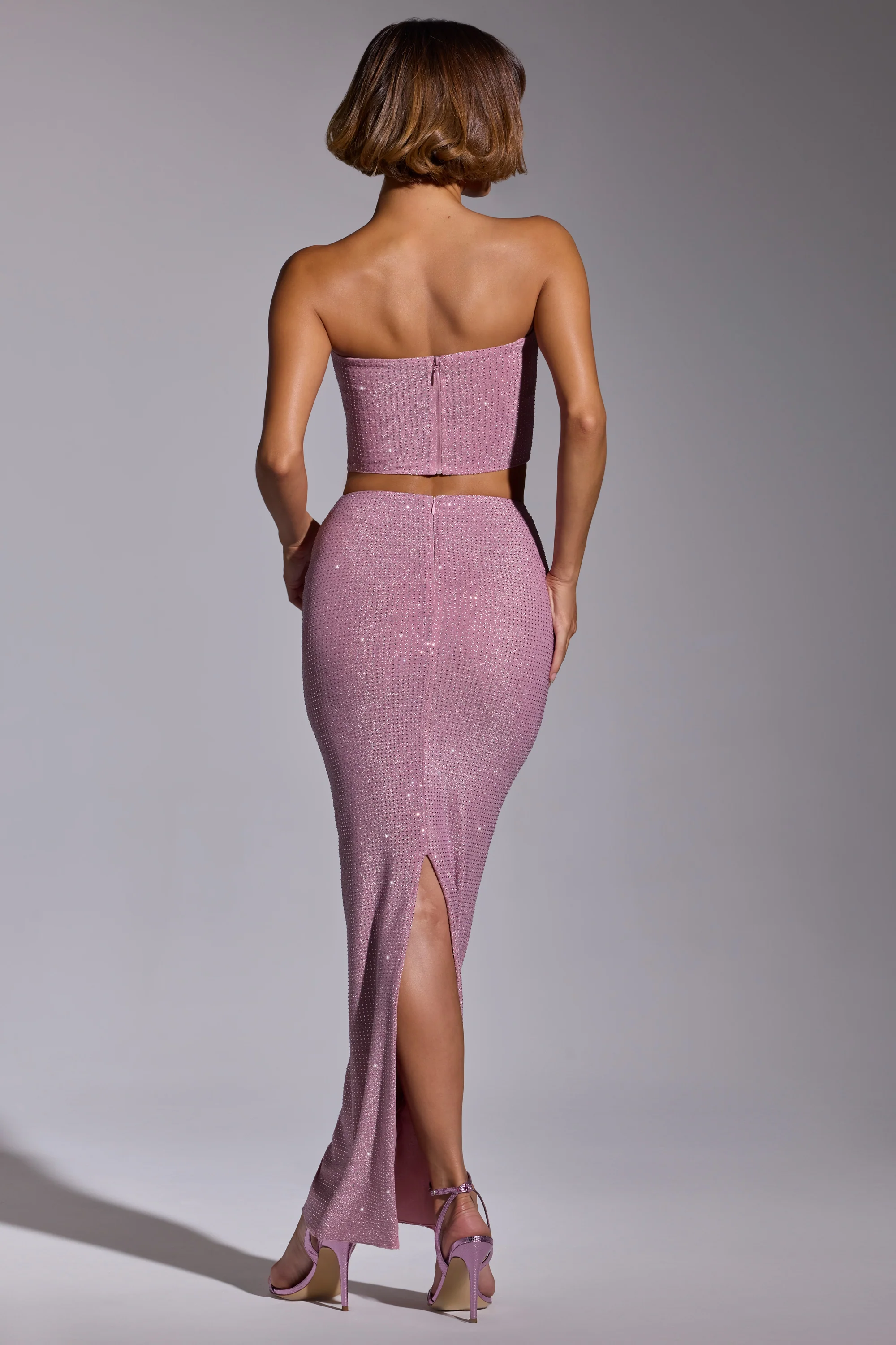Embellished Mid Rise Gown Skirt in Light Pink - Image 2