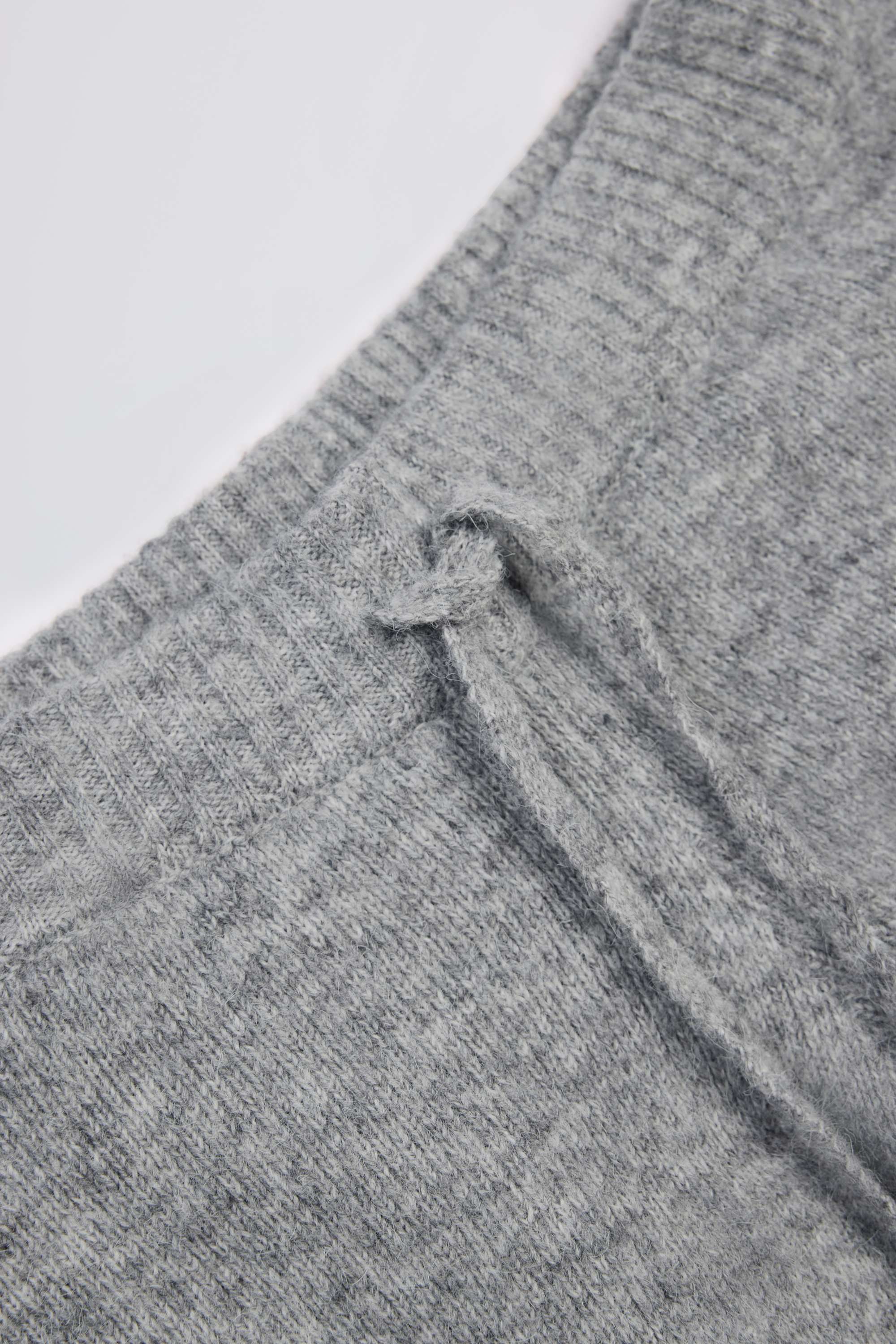 Knit Mid-Rise Wide-Leg Joggers in Grey - Image 5