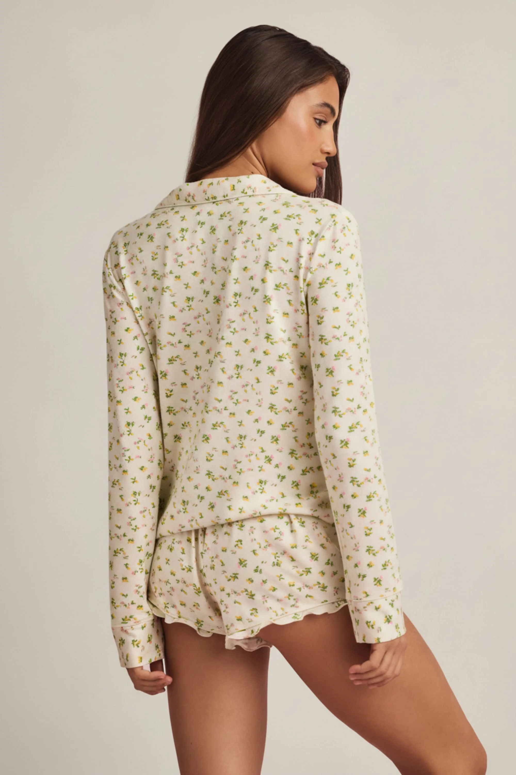 Modal Long-Sleeve Pyjama Top in Lemon Print - Image 2