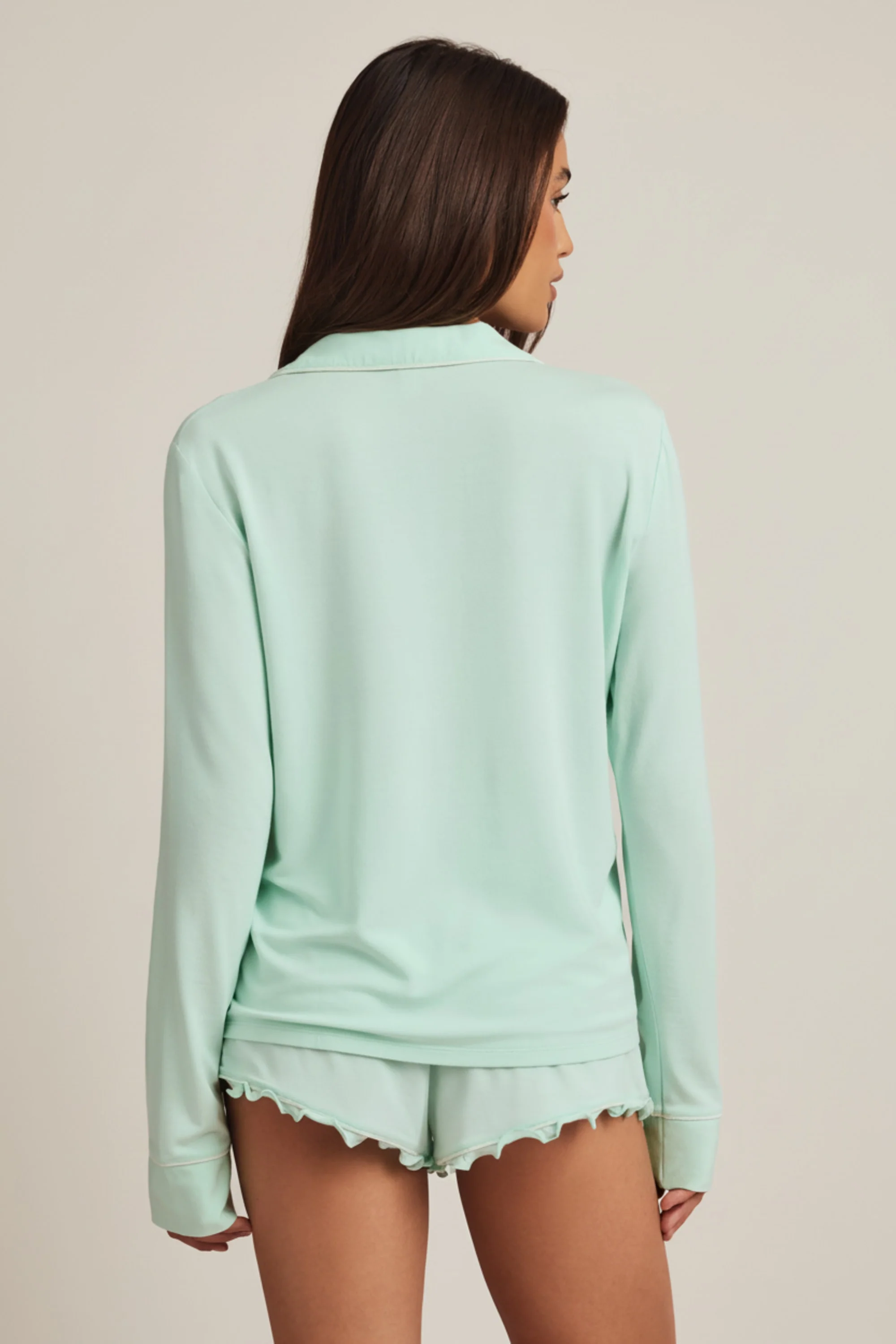 Modal Long-Sleeve Pyjama Top in Mint - Image 2