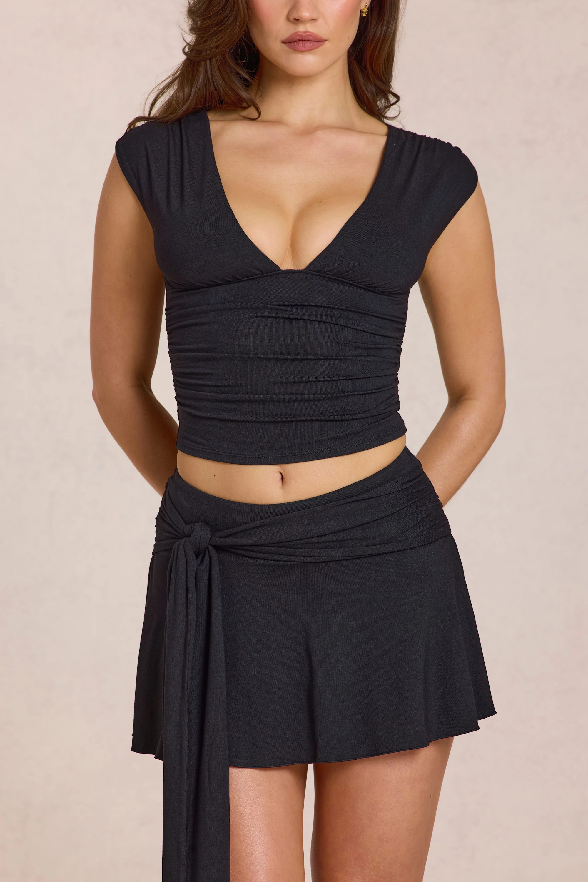 Modal Plunge Top in Black - Image 2