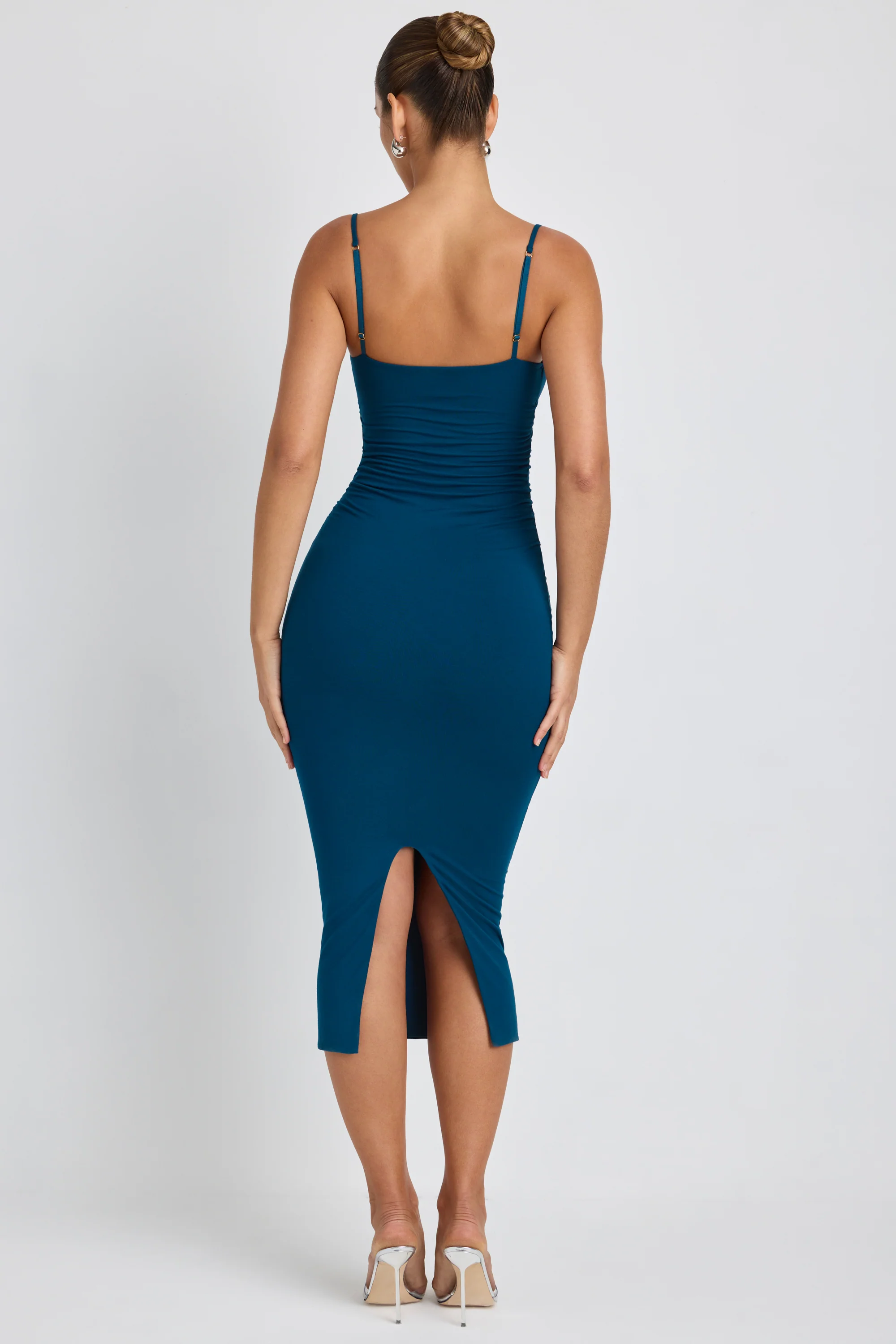 Modal Ruched Layered Midaxi Dress in Deep Teal - Image 2