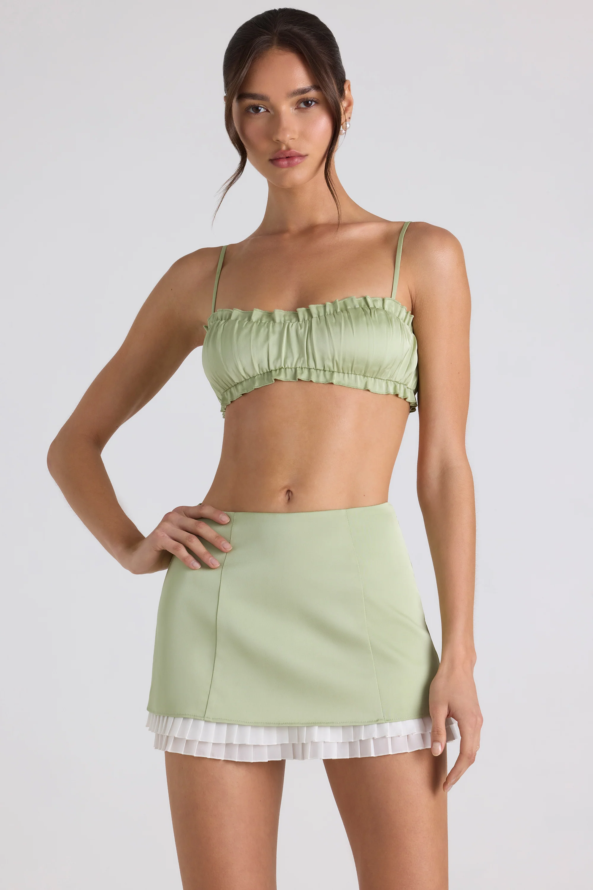 Layered Mid-Rise Mini Skirt in Spring Green - Image 7