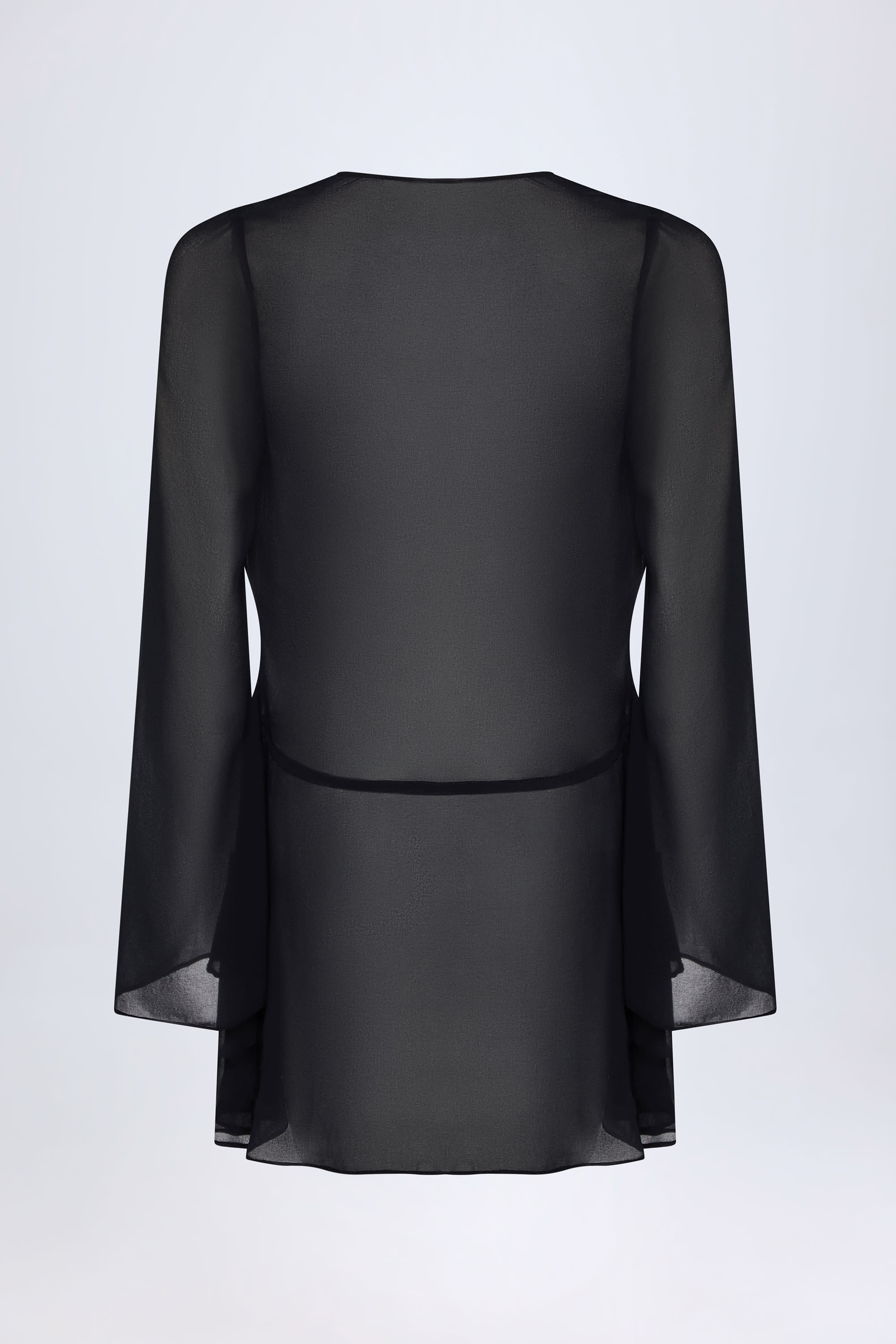 Cowl-Neck Mini Dress in Black - Image 4