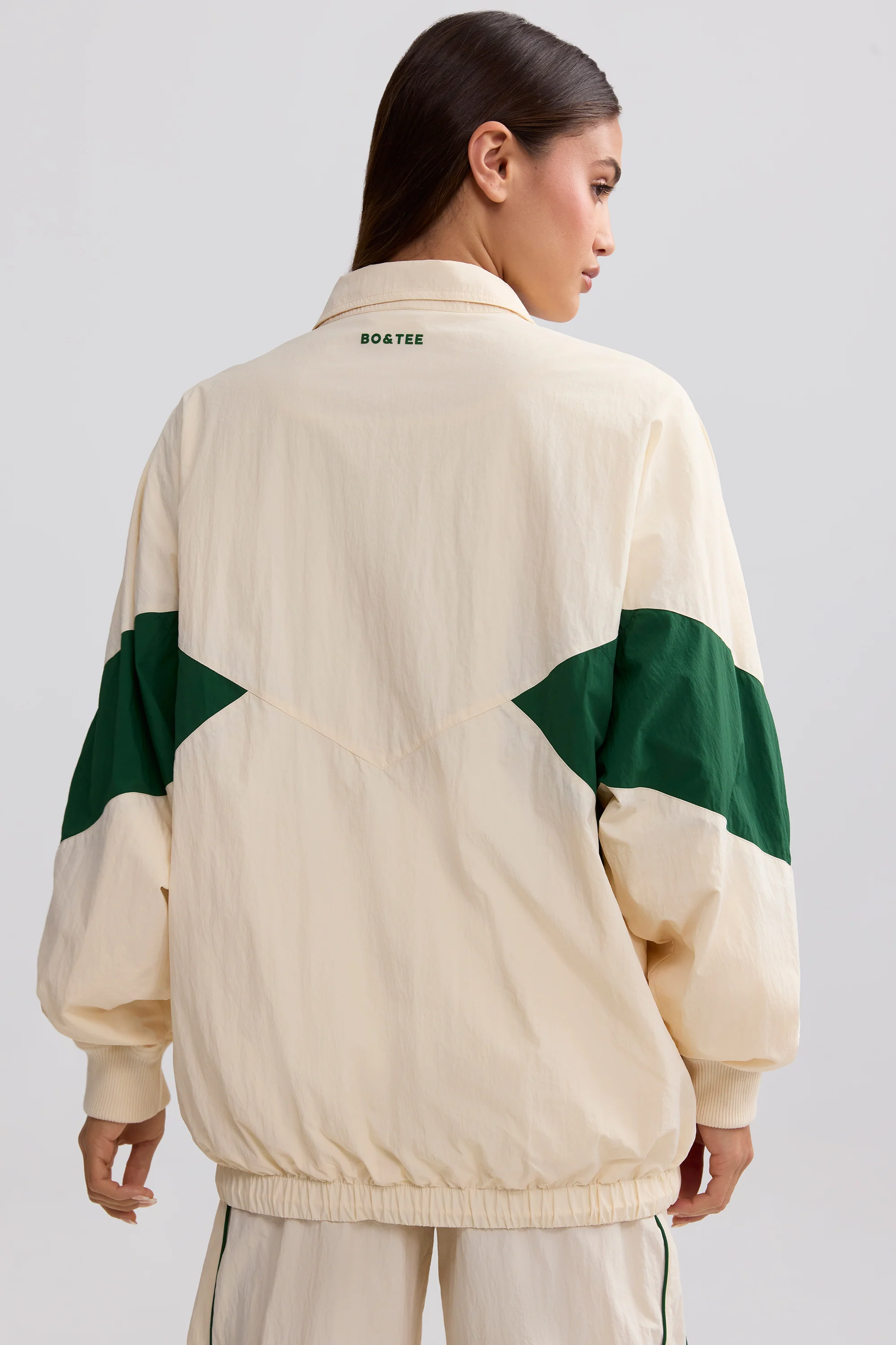 Oversized Colourblock Track Jacket in Marble - Image 2