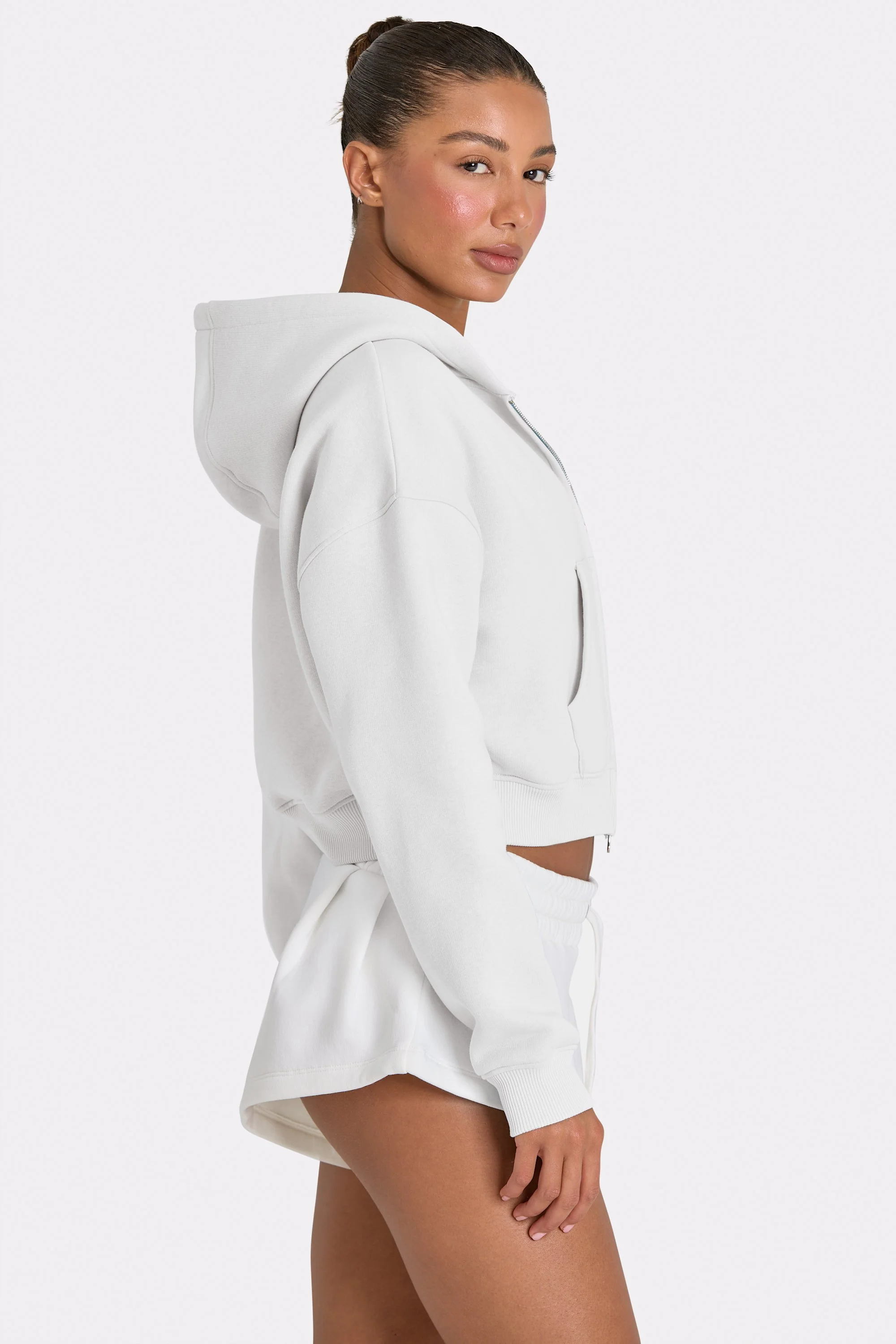 Oversized Zip-Up Hoodie  in Coconut - Image 3