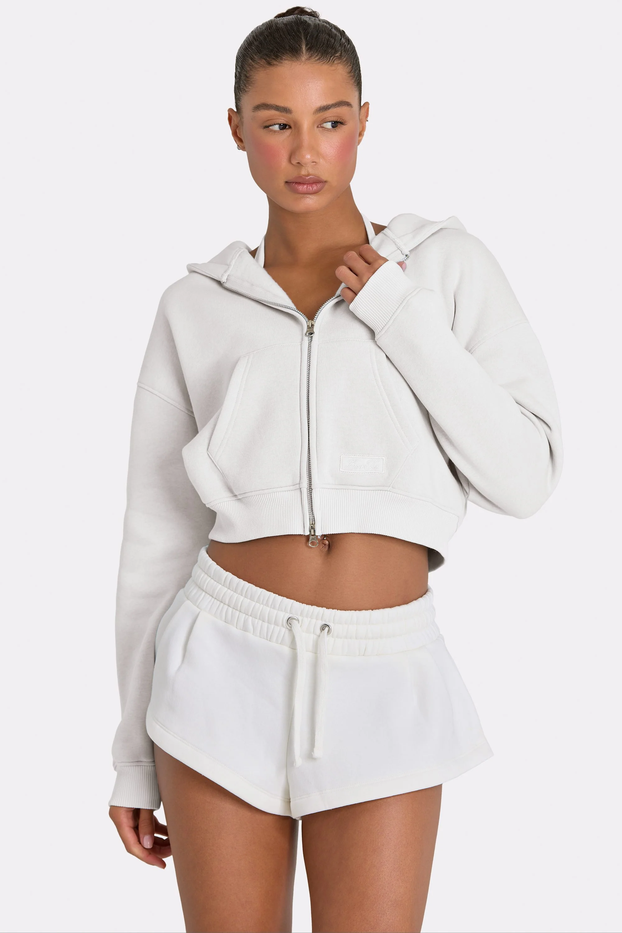 Oversized Zip-Up Hoodie  in Coconut - Image 5
