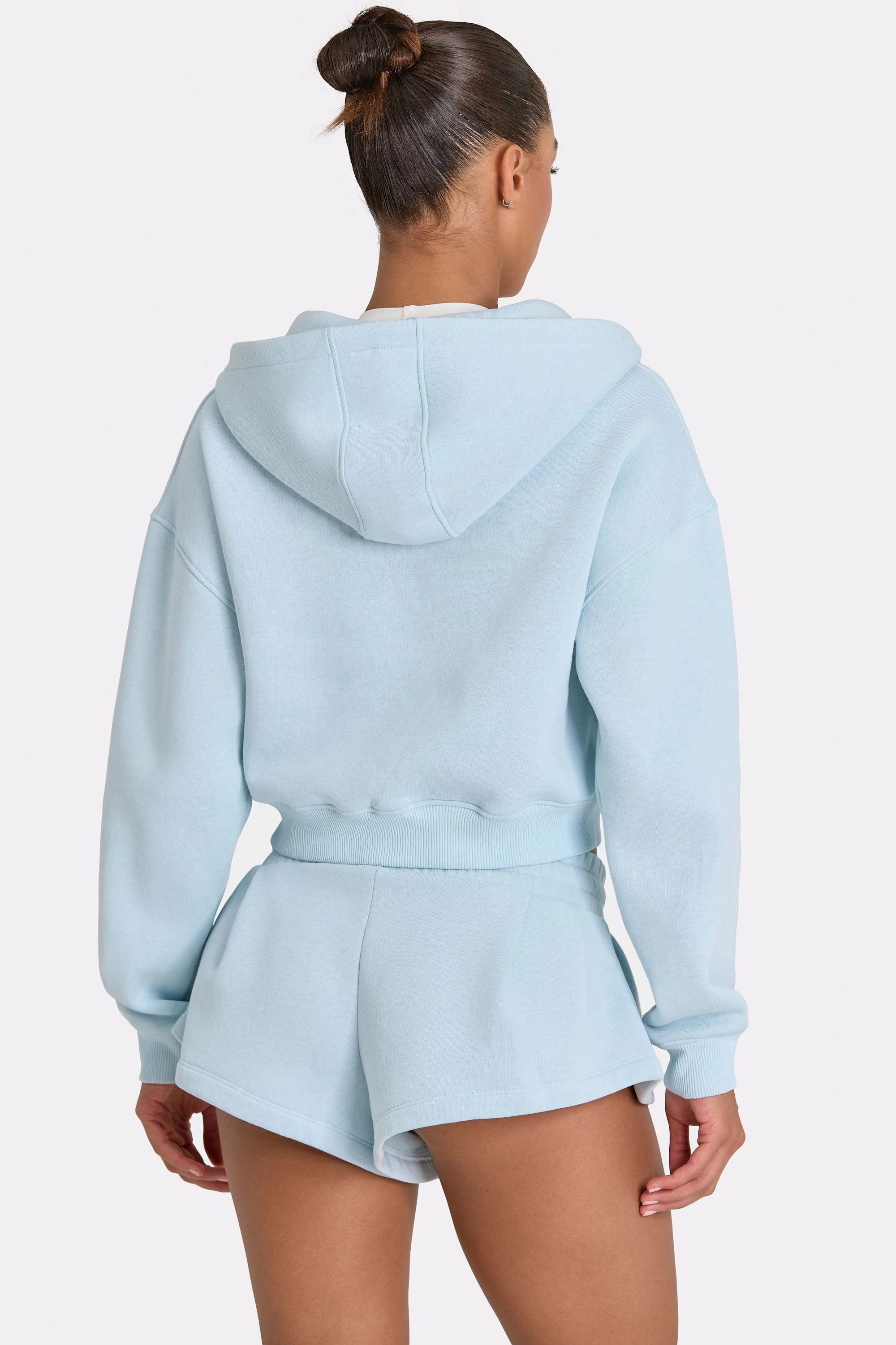 Oversized Zip-Up Hoodie in Powder Blue - Image 2