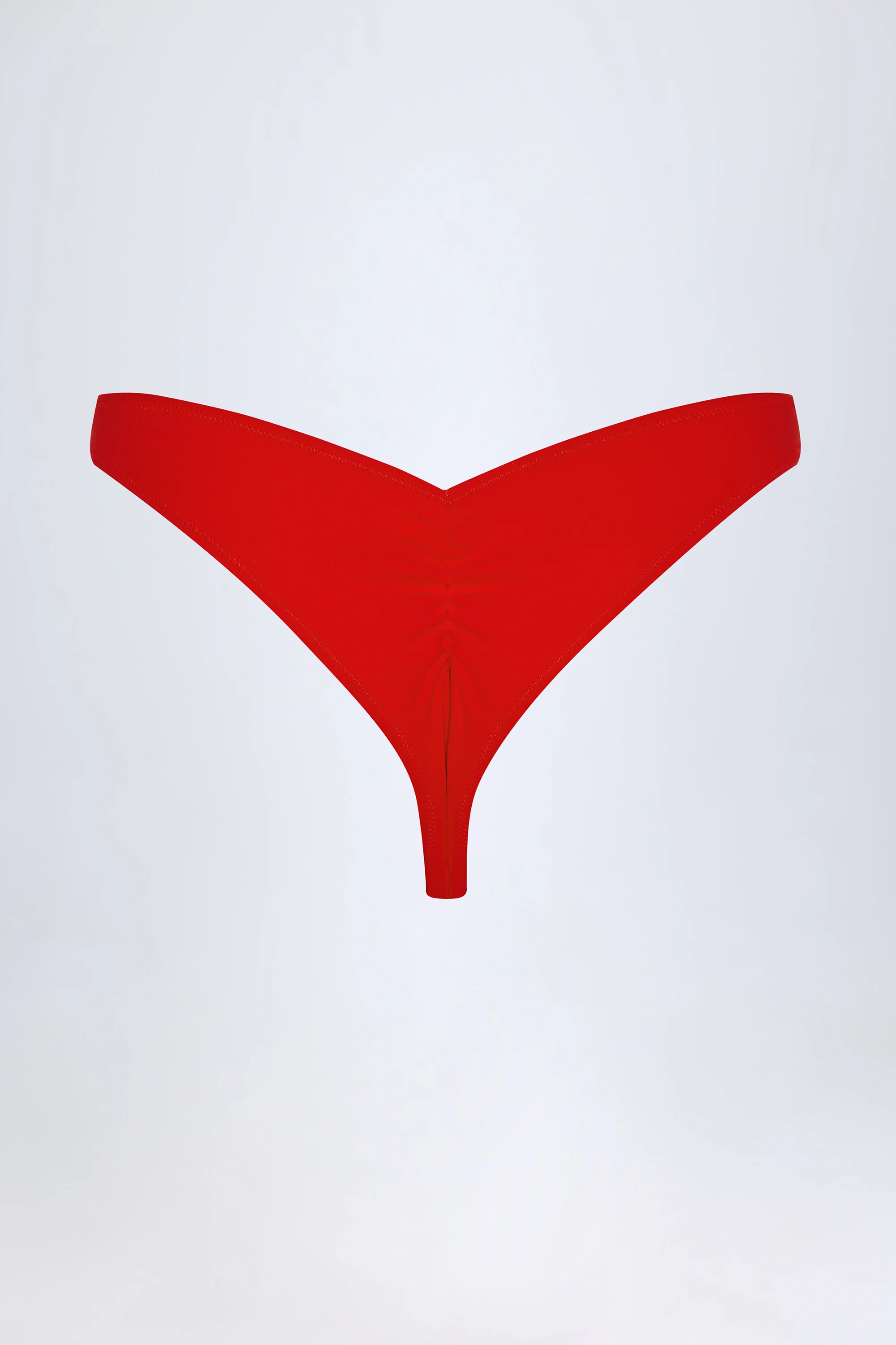 Ruched Cheeky Bikini Bottoms in Fiery Red - Image 4