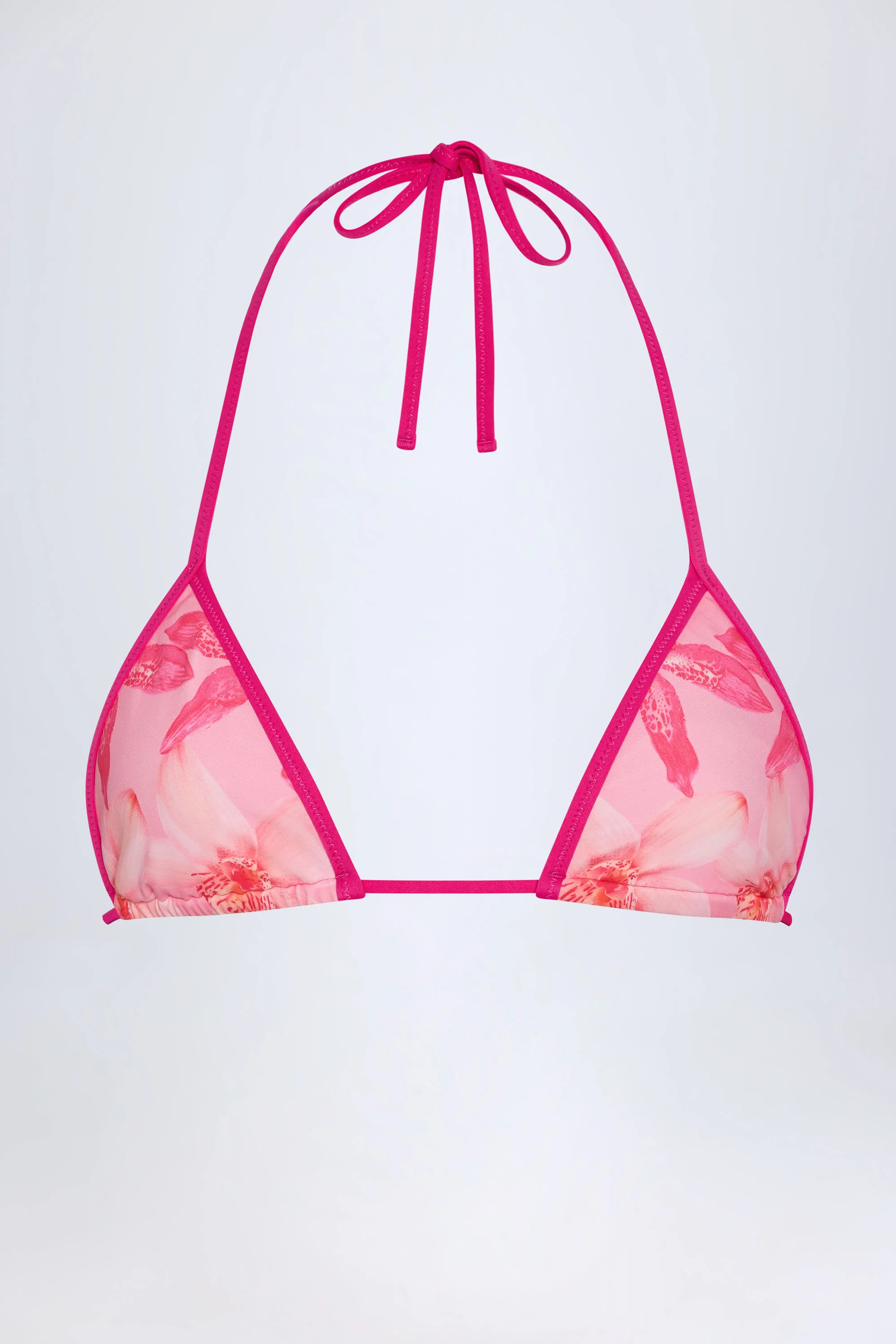 Triangle Bikini Top in Pink Orchid Print - Image 3