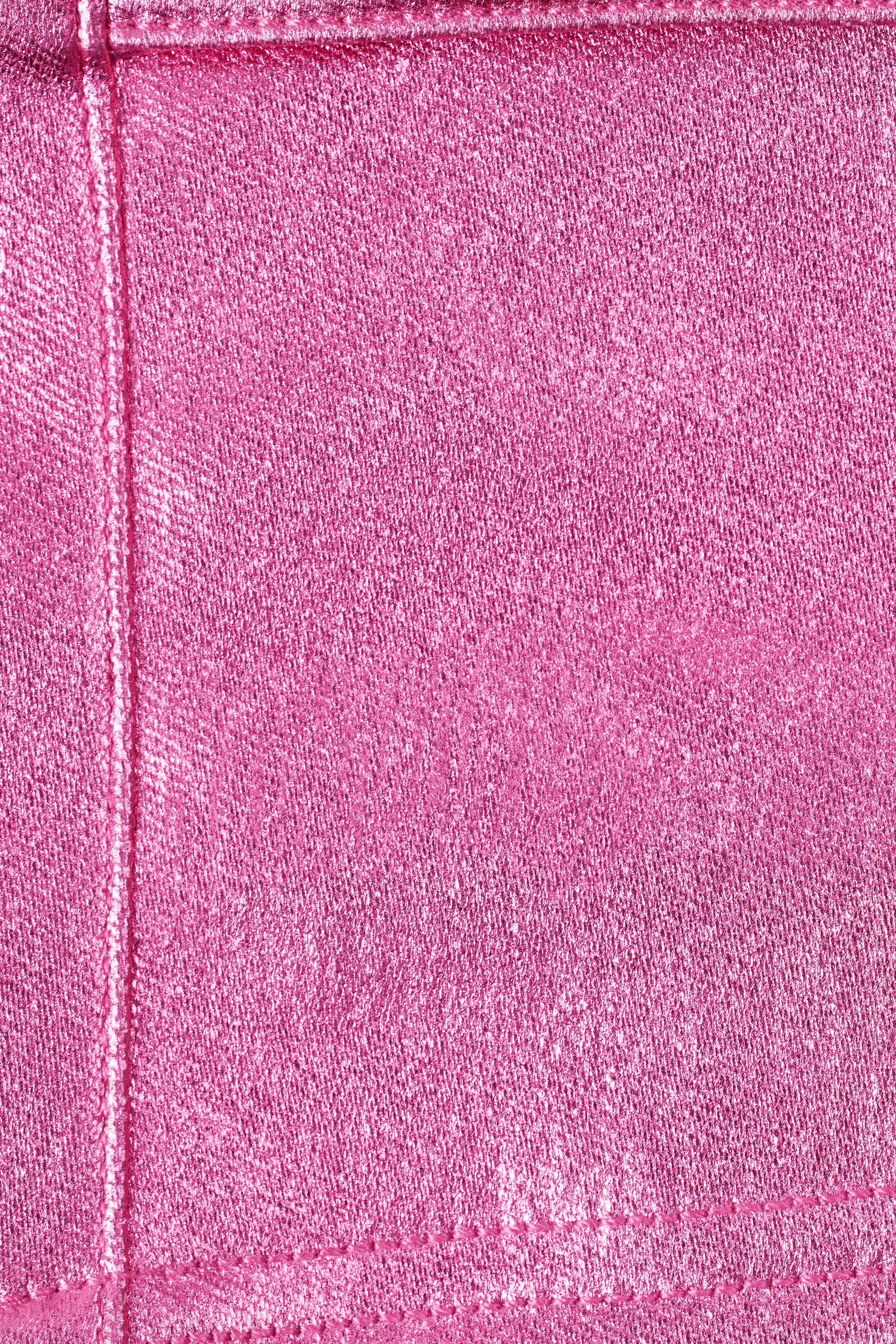 Metallic High-Waist Denim Shorts in Deep Pink - Image 5