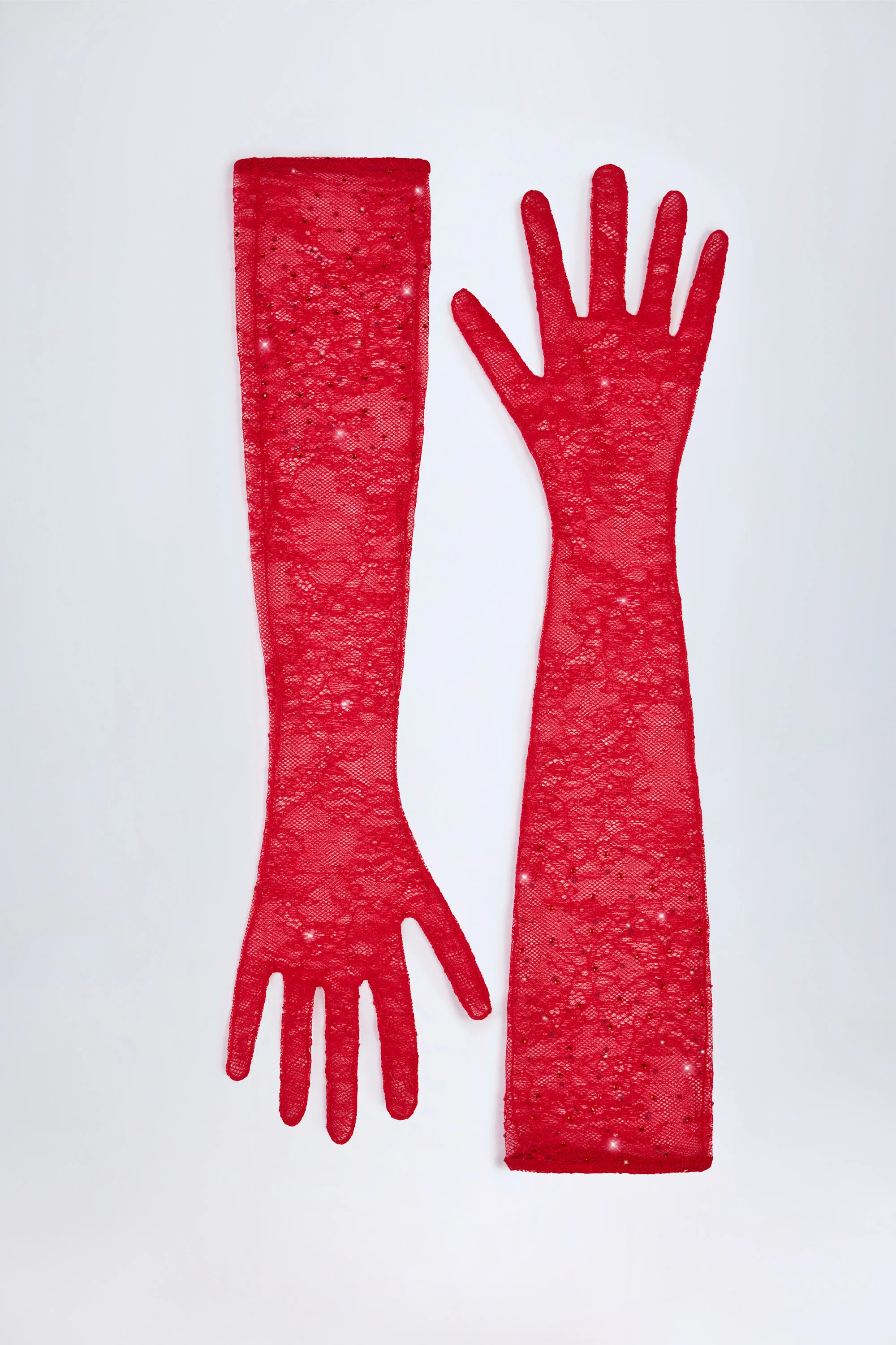 Lace Gloves in Fire Red - Image 3