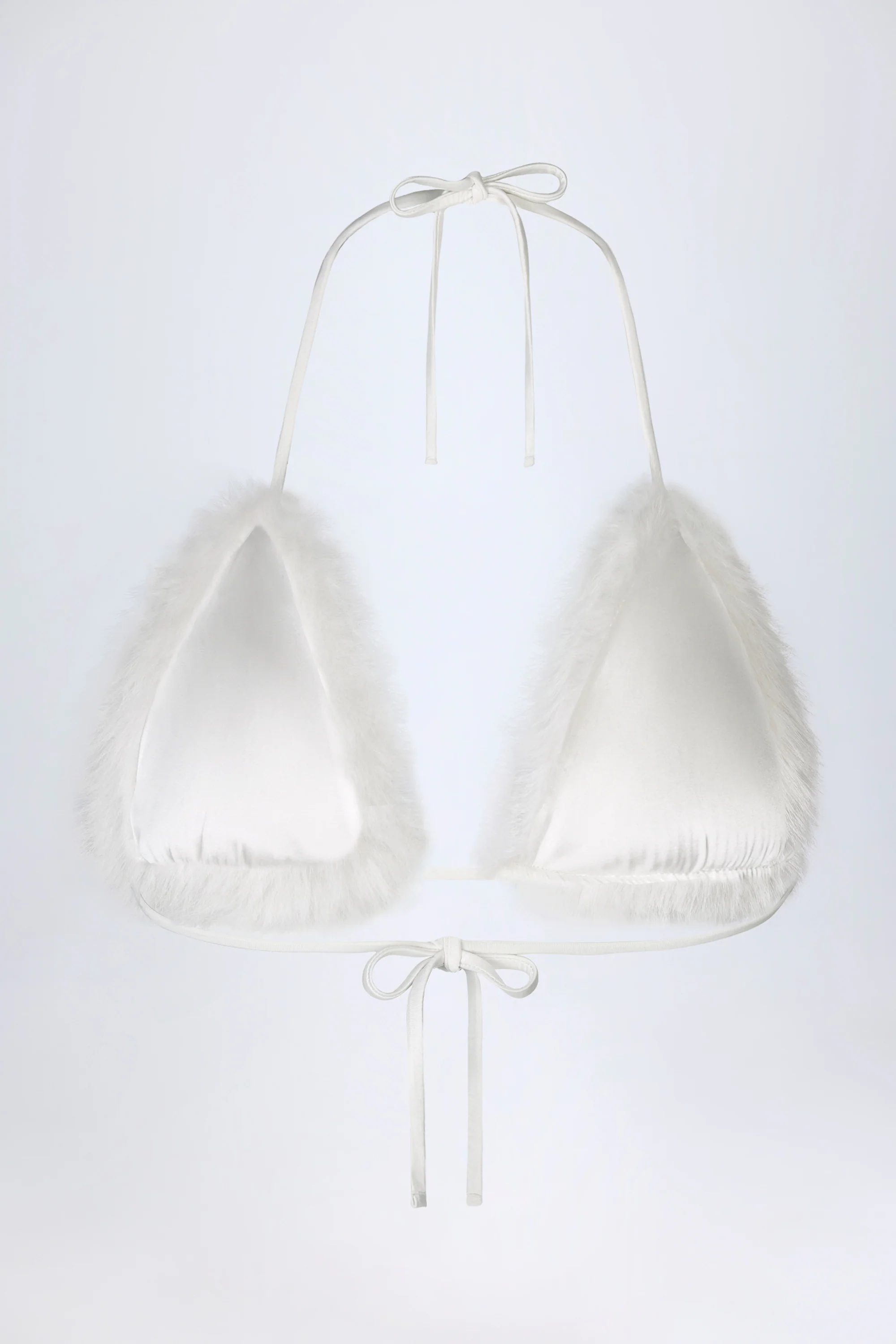 Faux Fur Triangle Bralette in White - Image 6