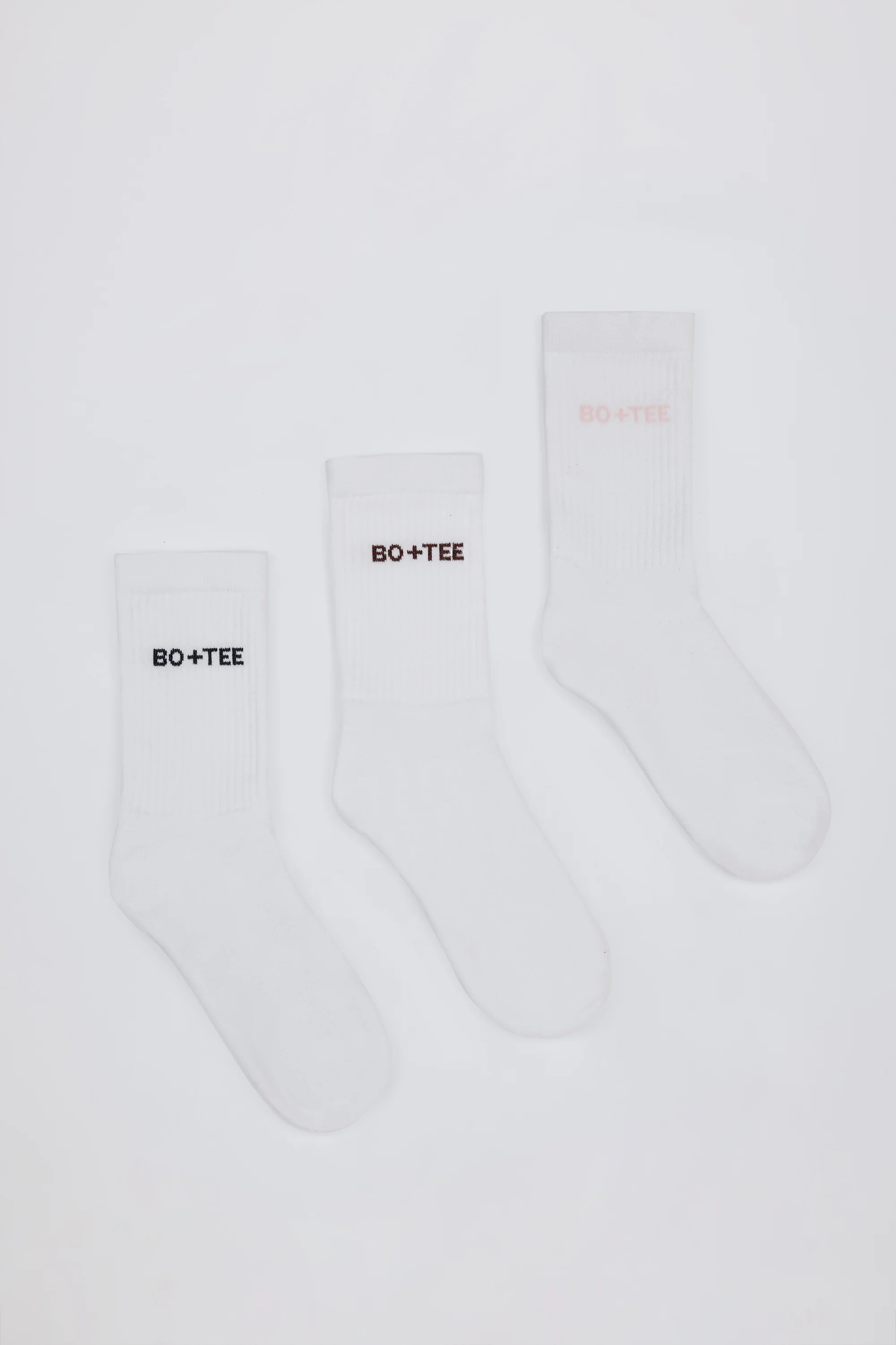 Ribbed Crew Sock Bundle in Pink/Navy/Burgundy