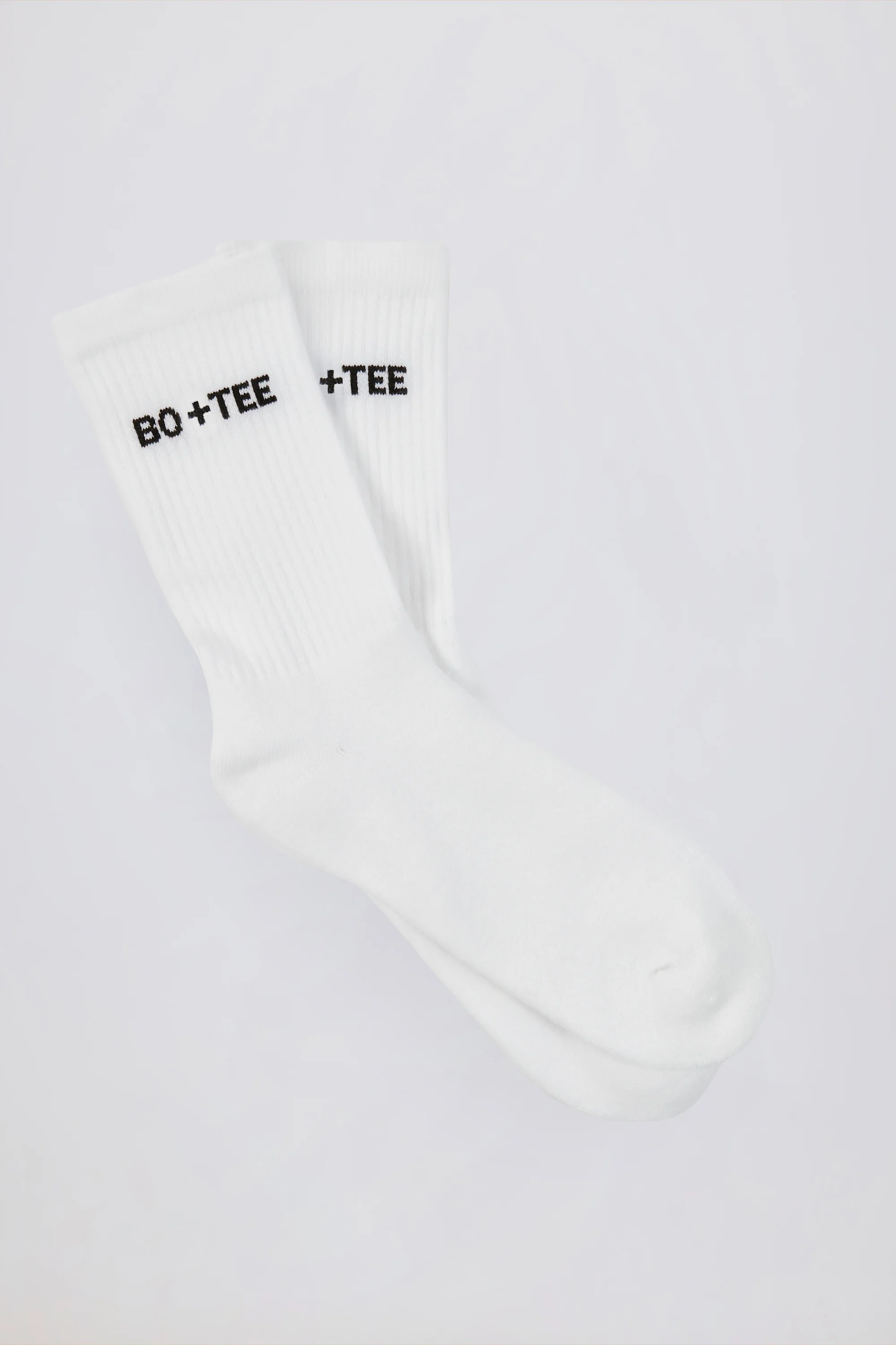 Ribbed Half-Crew Socks in White
