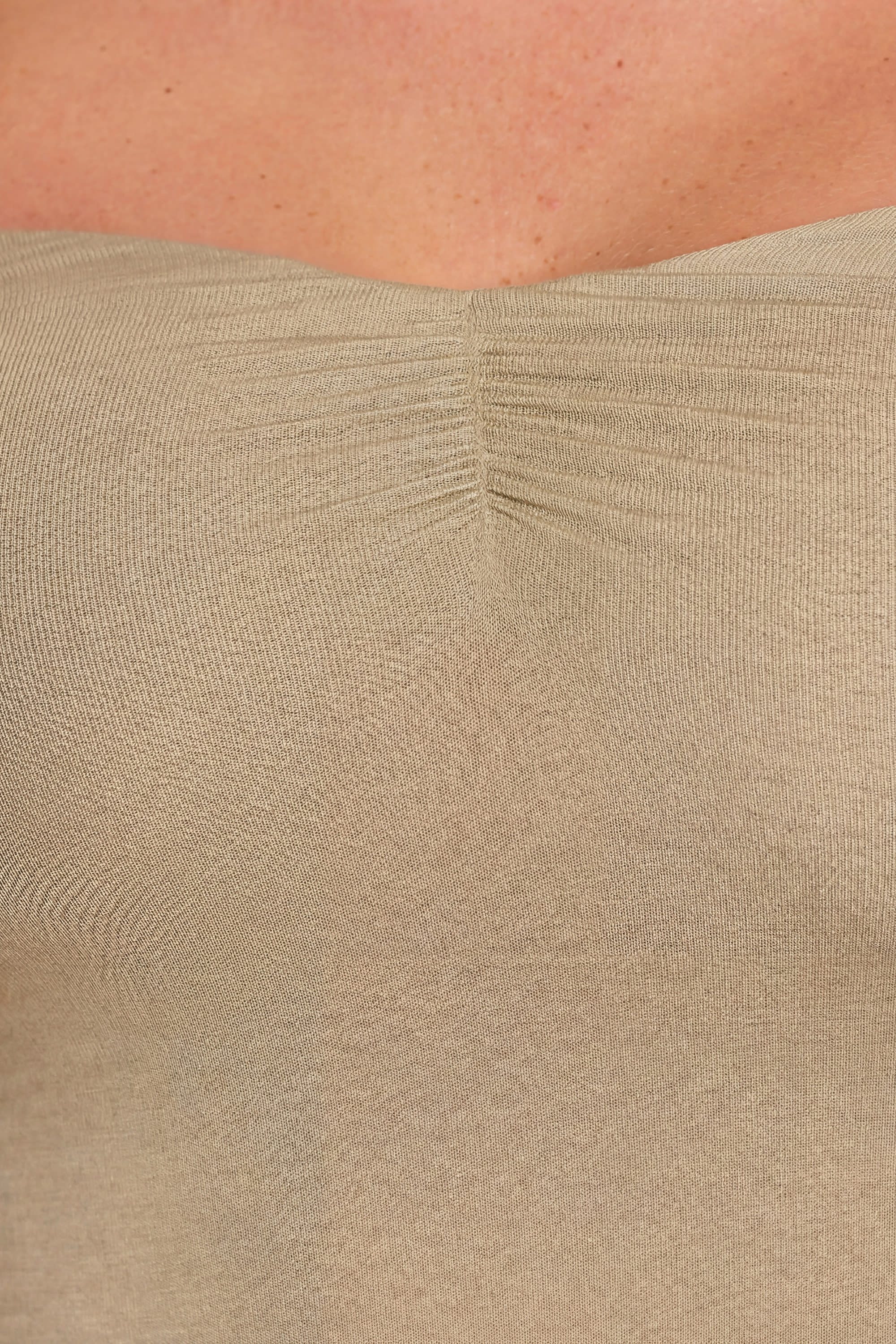 Long Sleeve Off-The-Shoulder Modal Cashmere Blend Maxi Dress in Taupe - Image 5