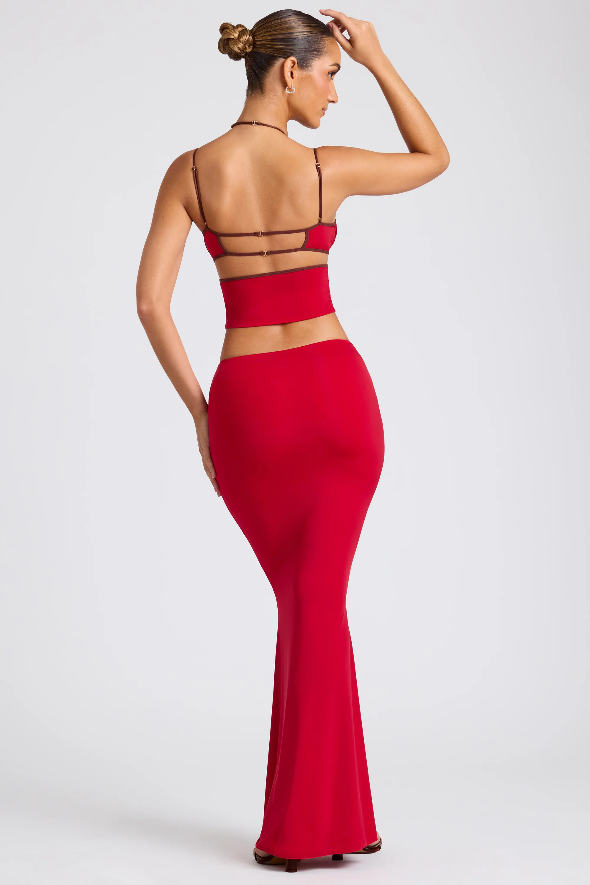 Mid Rise Maxi Skirt in Fire Red - Image 2