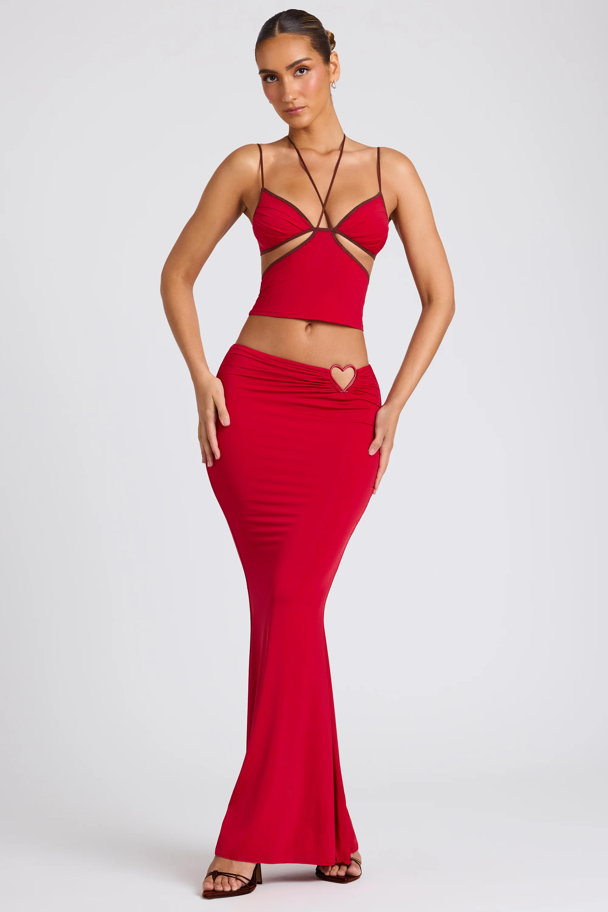 Mid Rise Maxi Skirt in Fire Red - Image 6