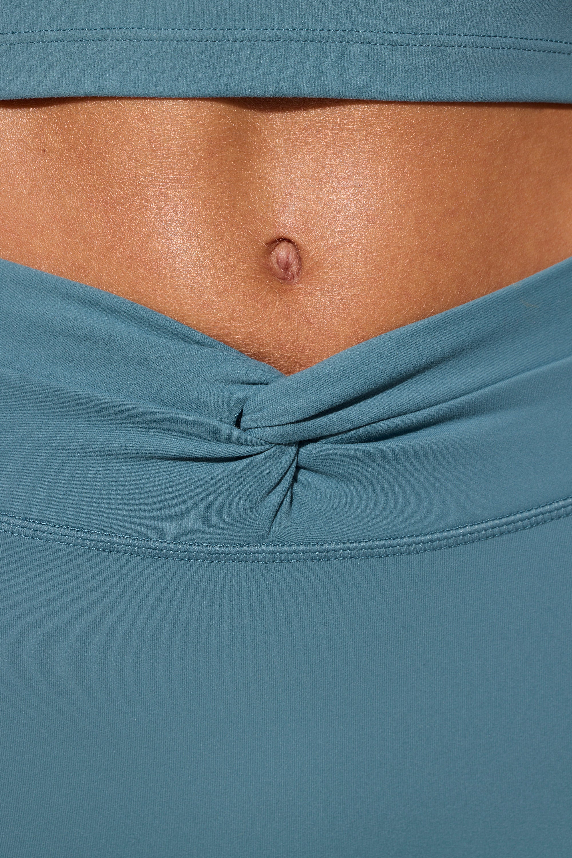 Twist Waist Mini Shorts with Pockets in Stone Blue - Image 6
