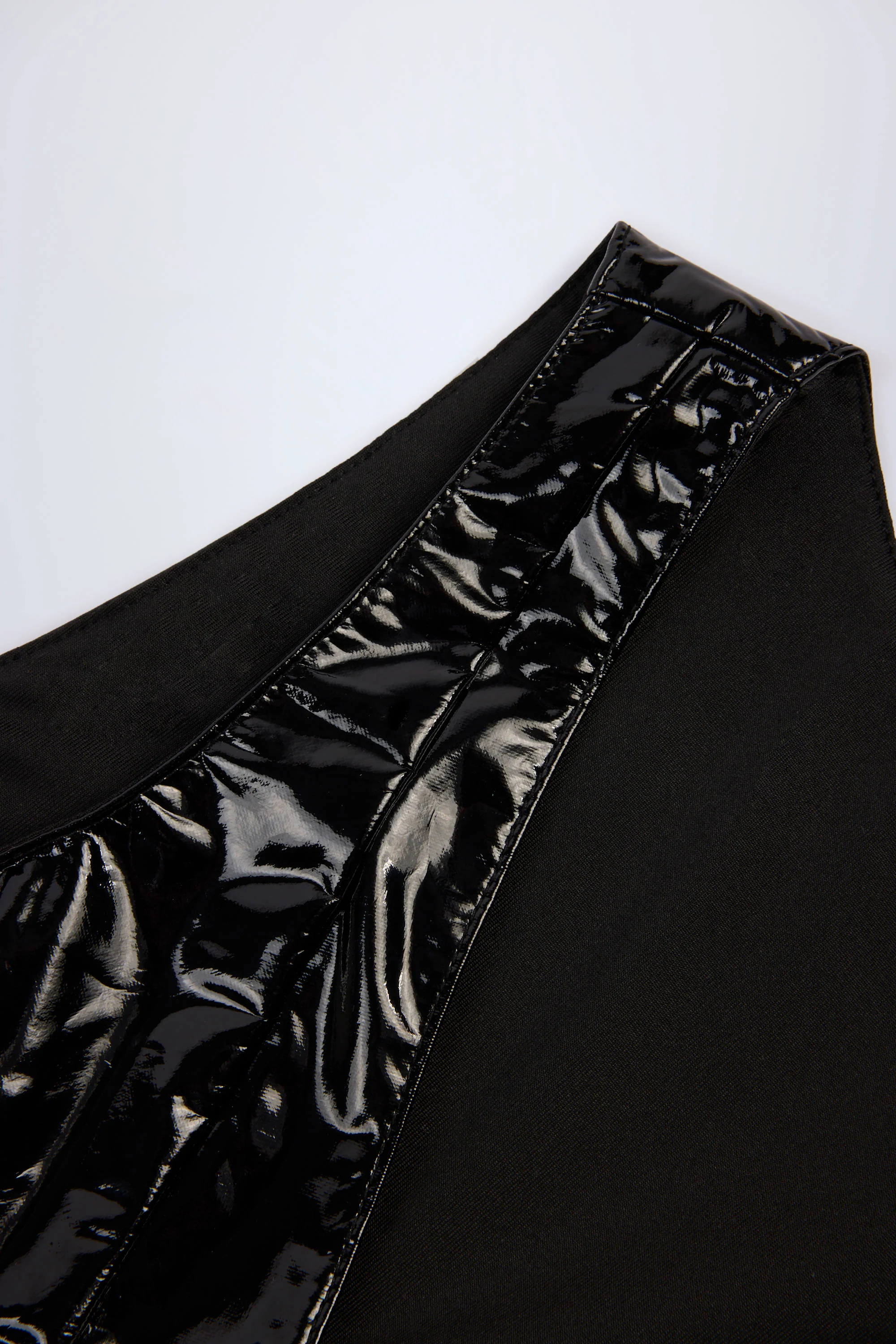 Glossy Vinyl Plunge-Neck Bodysuit in Black - Image 8