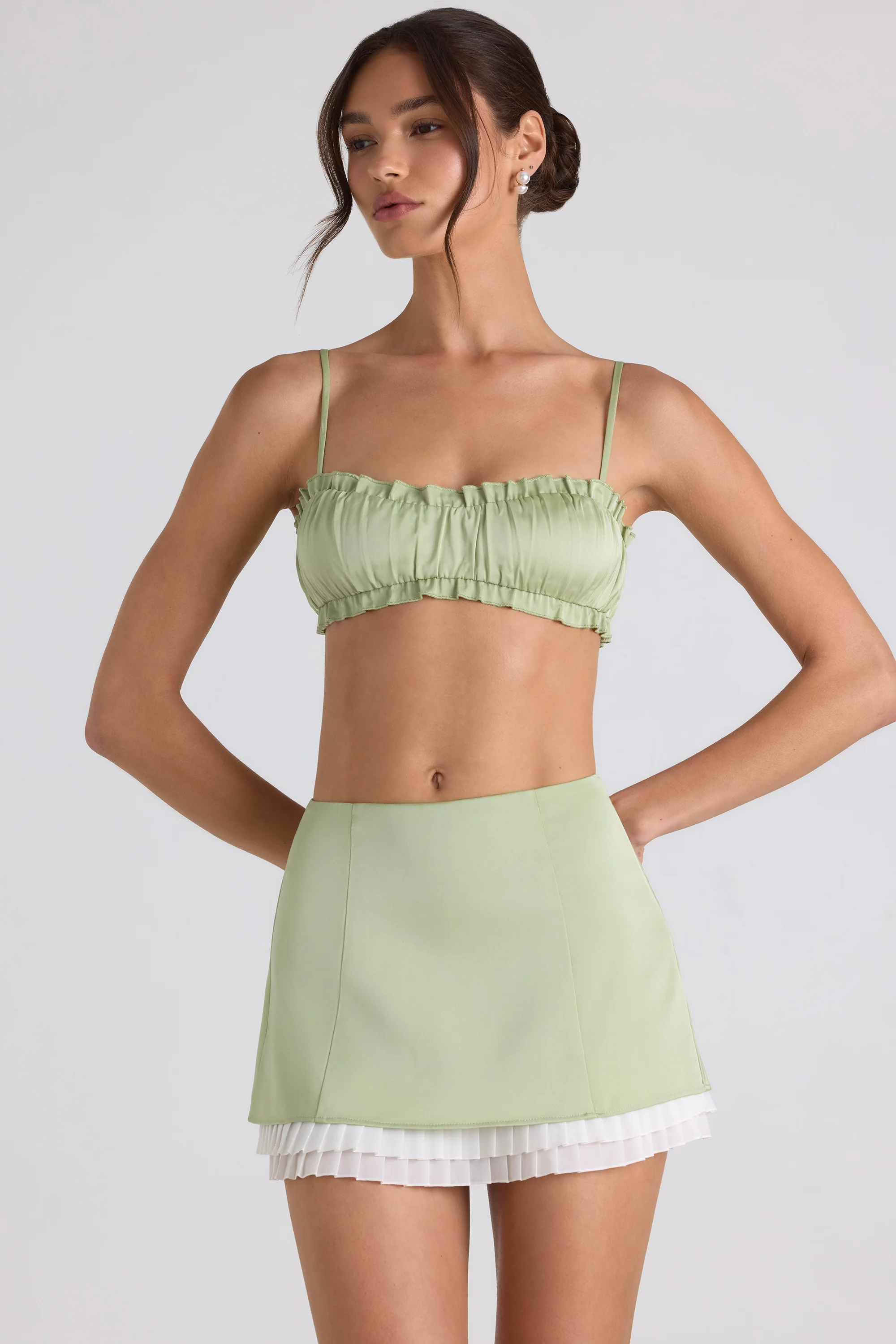 Ruffle-Trim Smocked Crop Top in Spring Green - Image 8