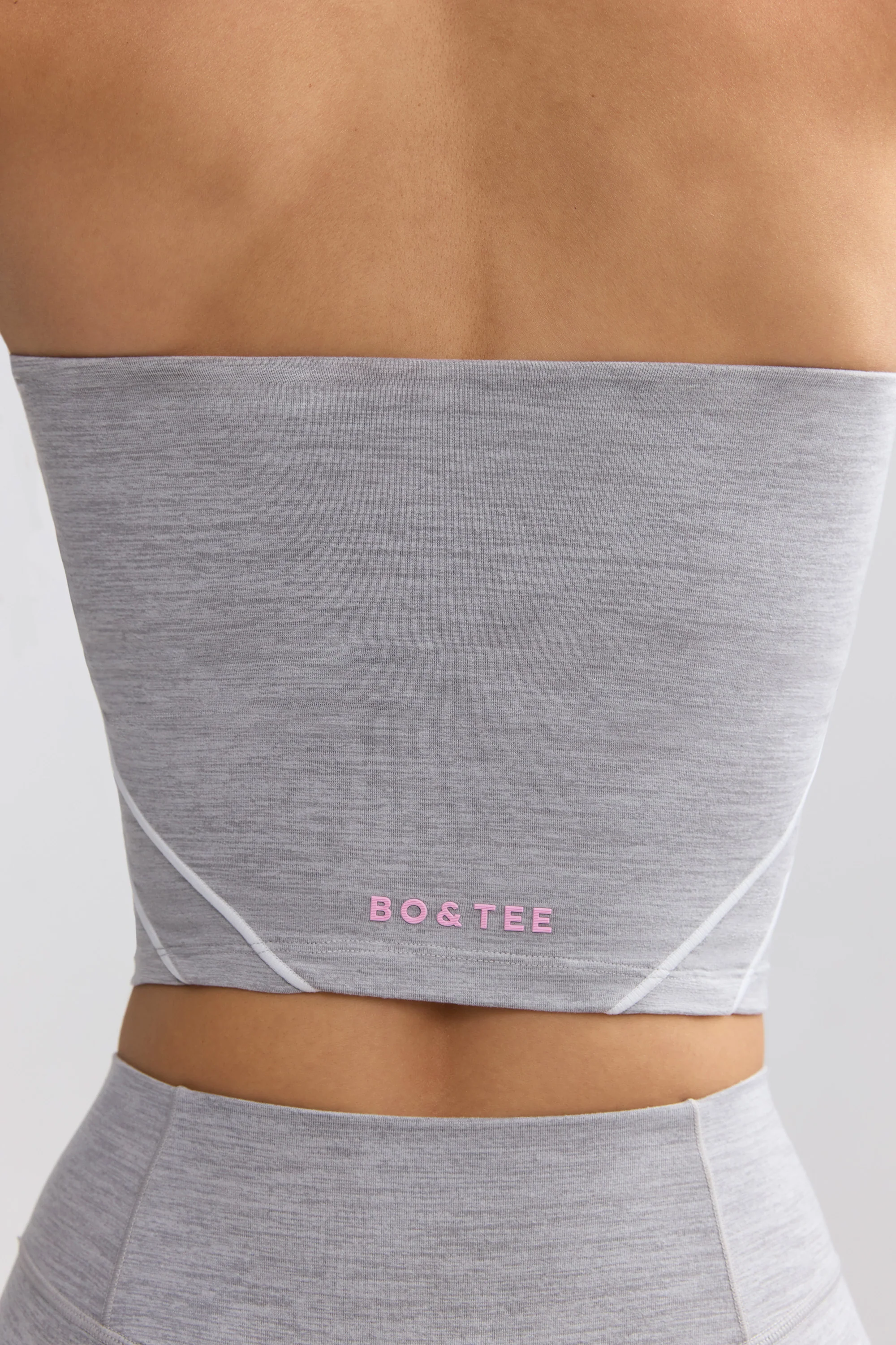 Soft Active Contrast-Trim Bandeau Top in Marl Grey - Image 4